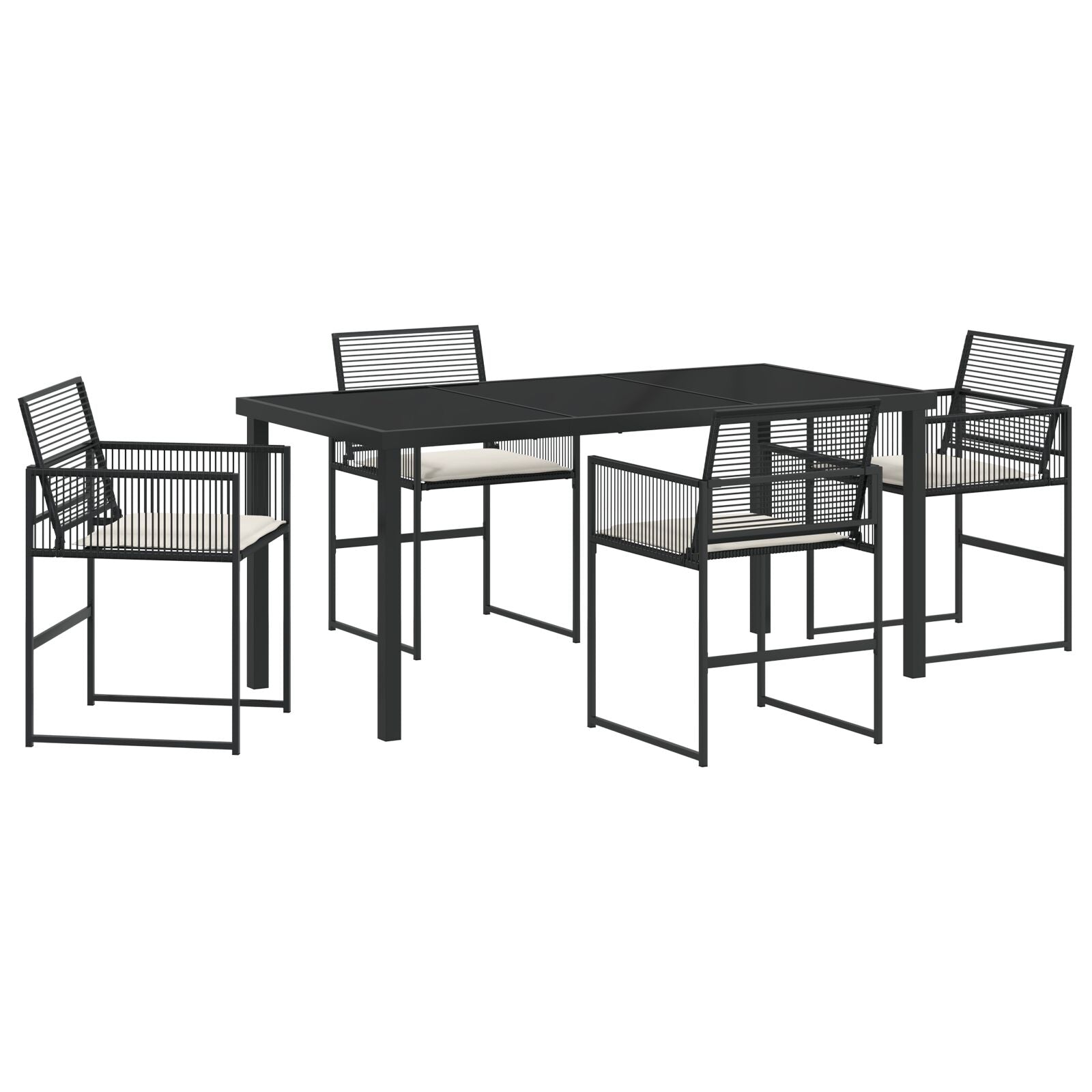 Hage Spisegruppe 5 pcs Svart Poly rattan