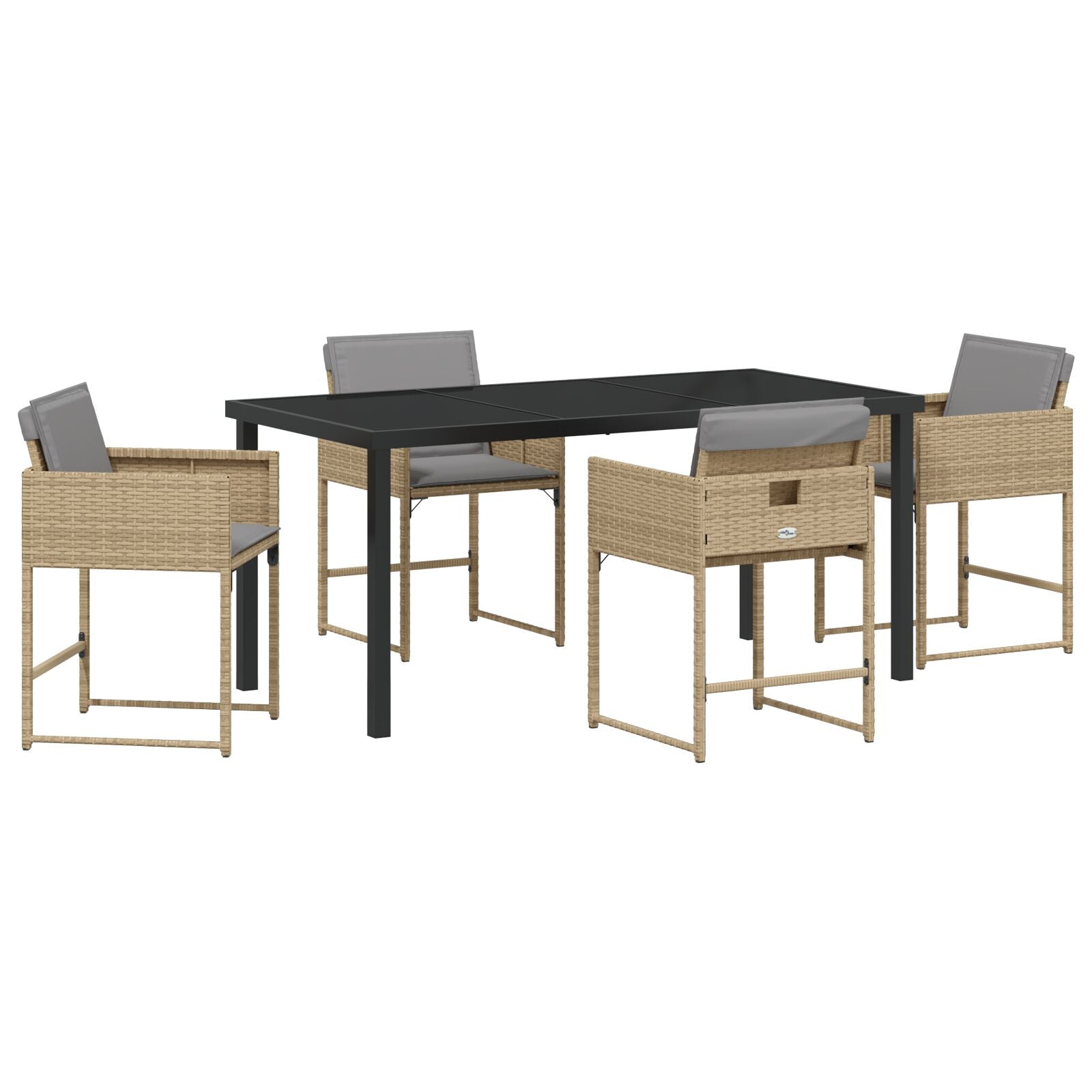 Hage Spisegruppe med pute 5 pcs Beige Poly rattan
