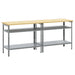 Arbeidsbenksett med hylle 2 pcs Beige og grå 200 x 55 x 85 cm