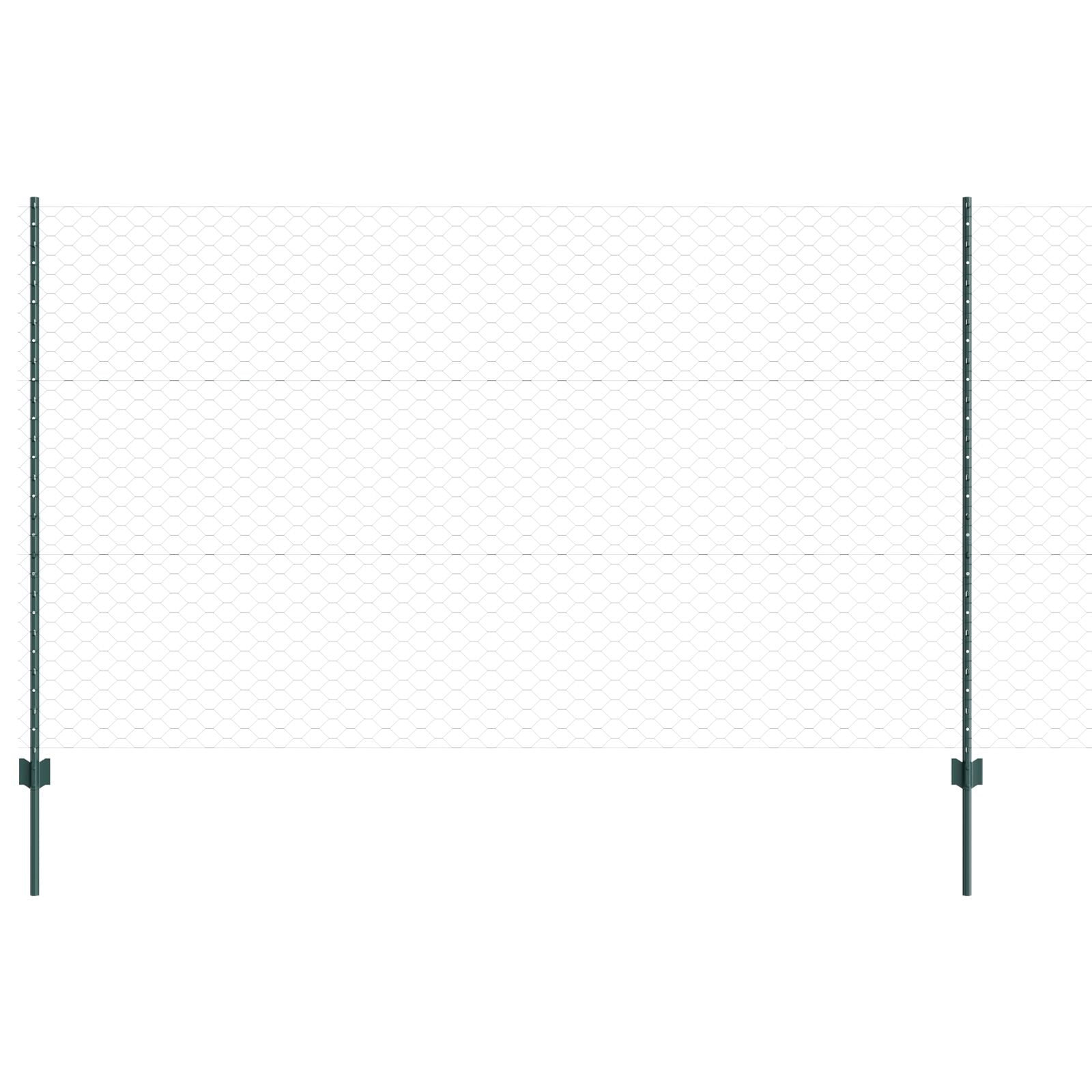 Gjerdepæler 11 stk U-kanal Grønn 140 cm Stål, vidaXL Sekskantet gjerde Grønn 1.4x100 m Stål