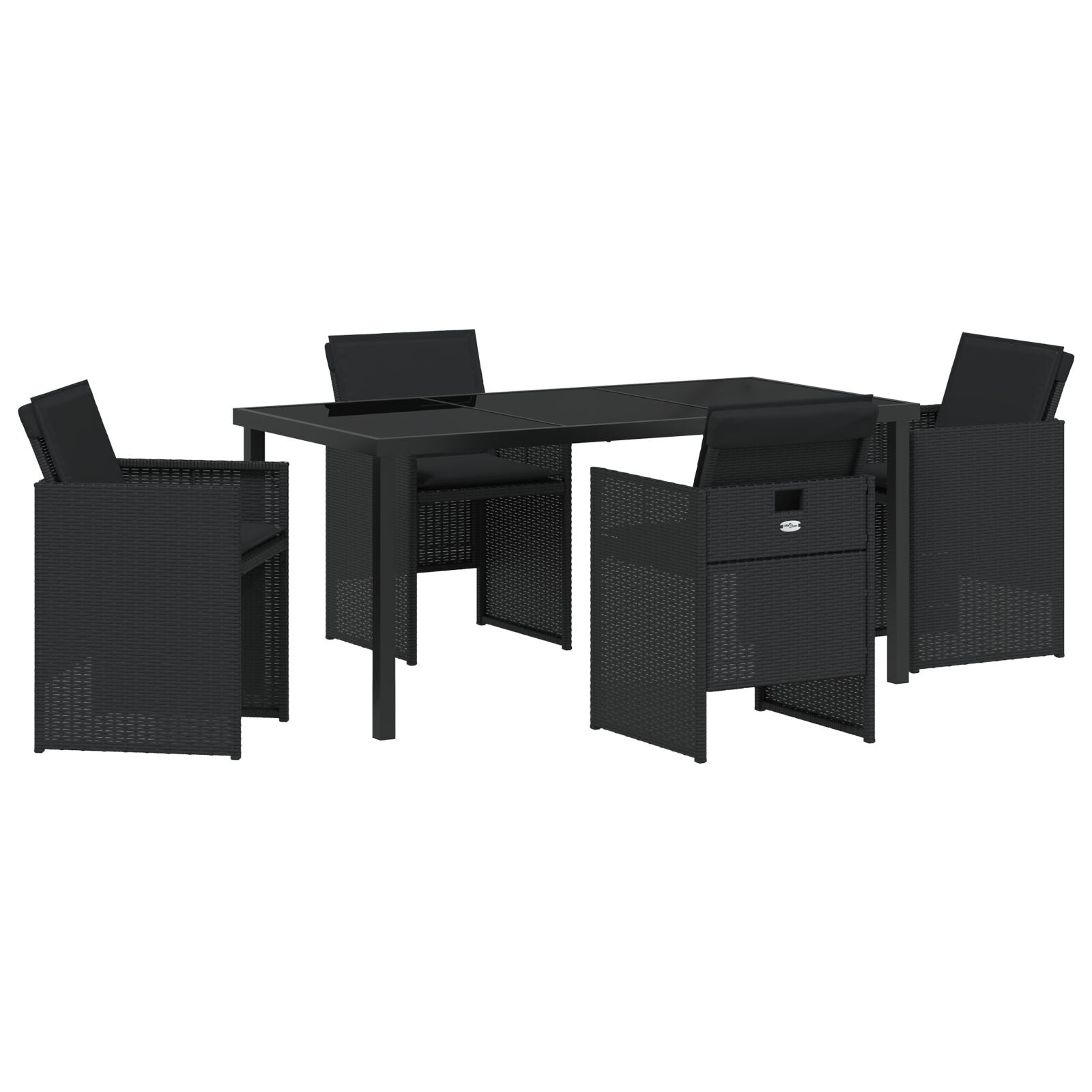 Hage Spisegruppe med pute 5 pcs Svart Poly rattan
