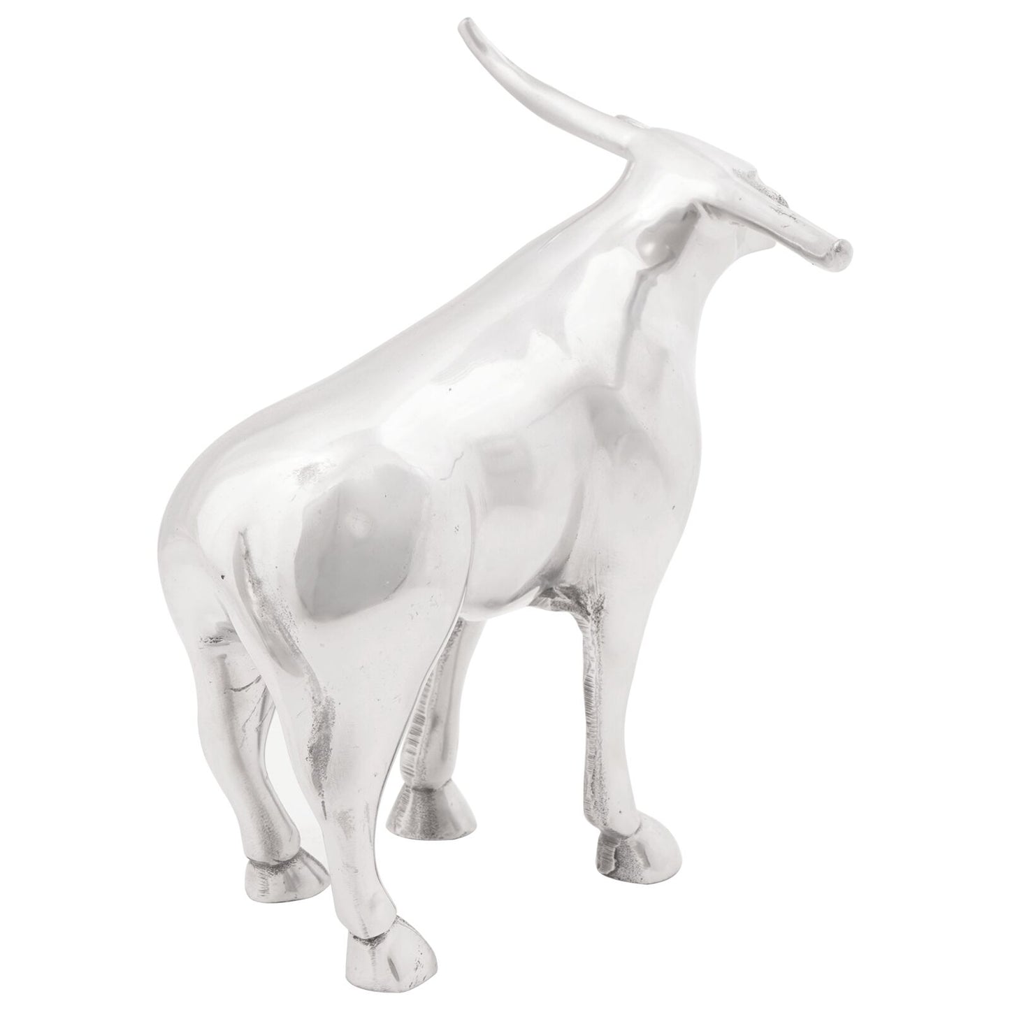 Okse-skulptur sølv 20 x 17 x 23 cm Aluminium