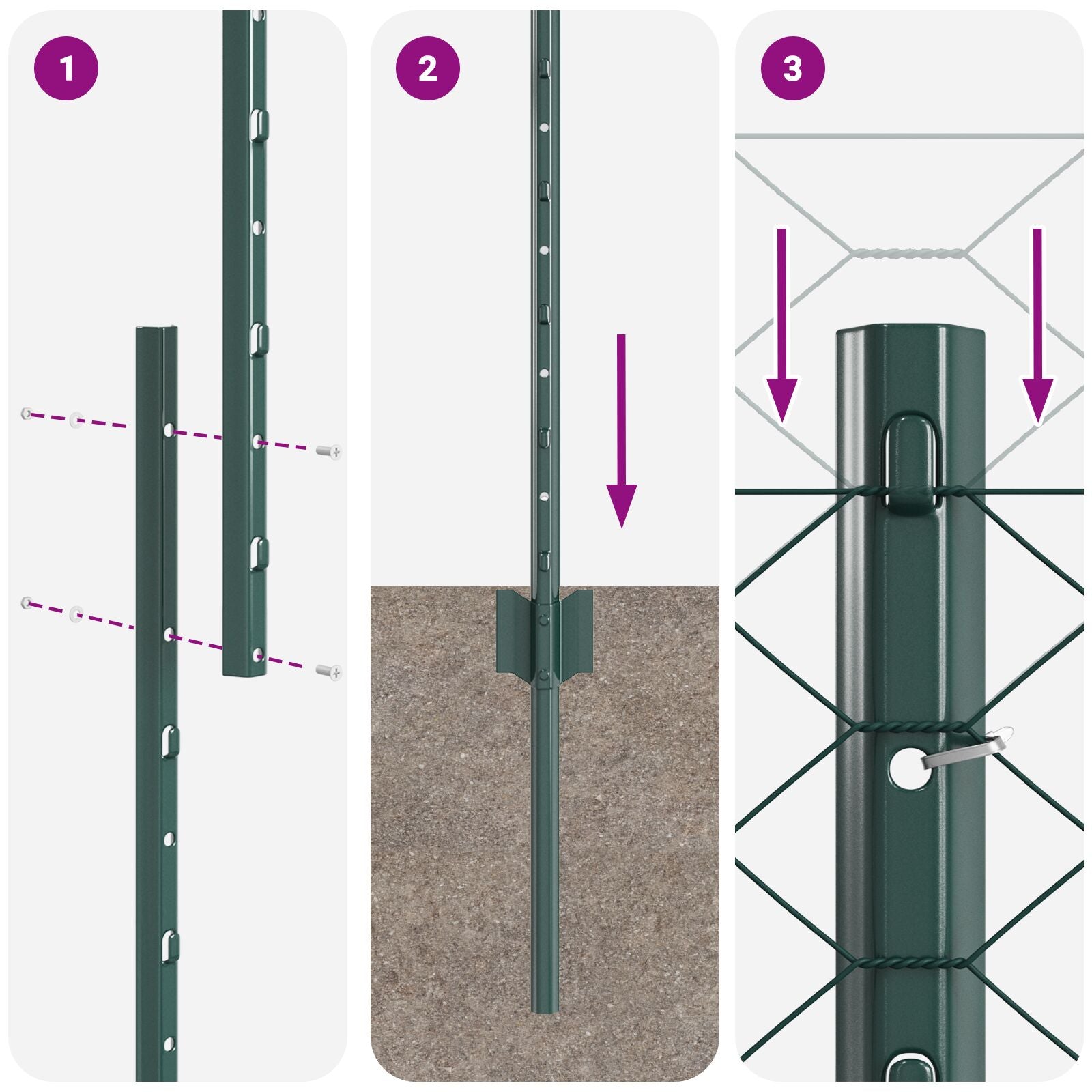 Gjerdepæler 11 stk U-kanal Grønn 140 cm Stål, vidaXL Sekskantet gjerde Grønn 1.4x100 m Stål