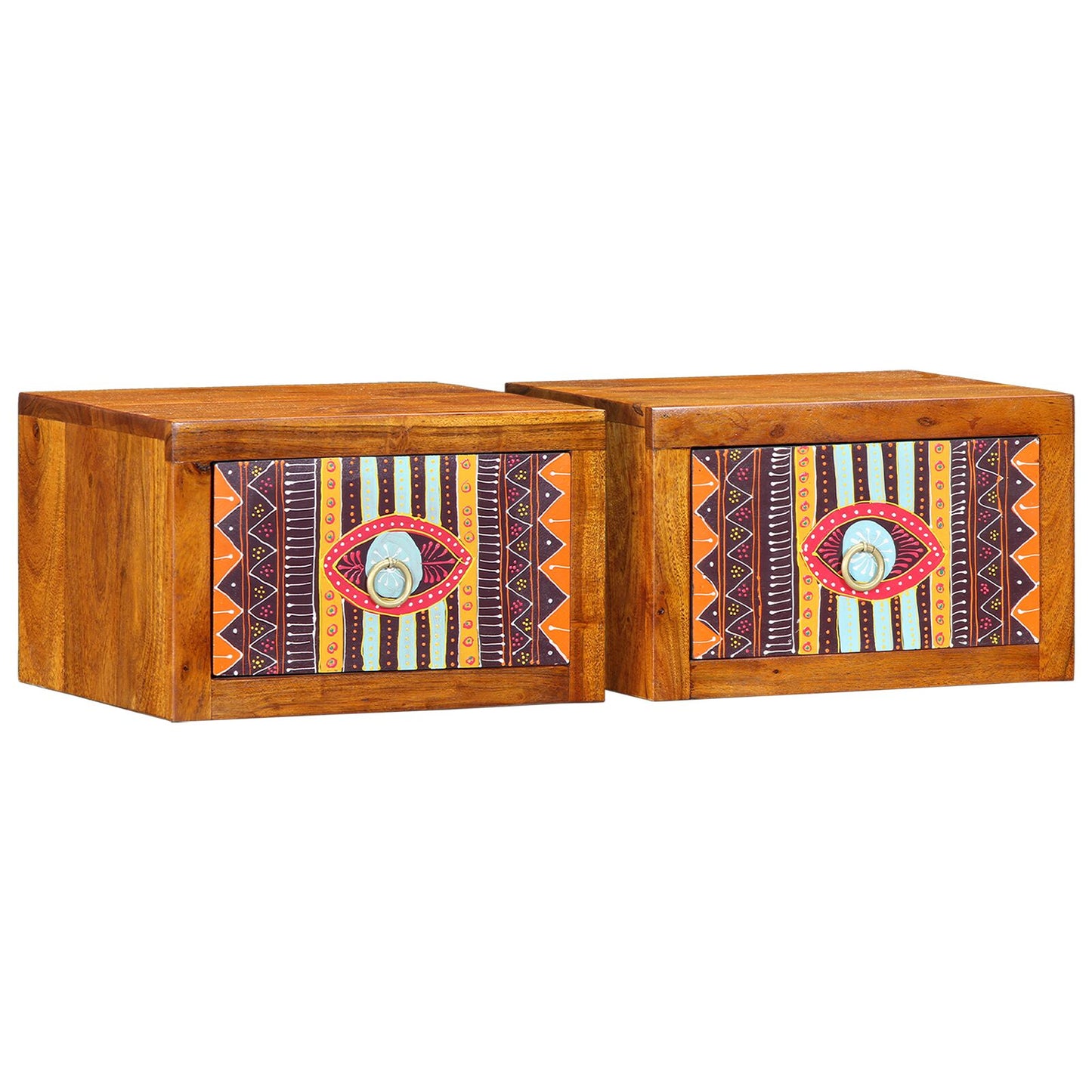 Nattbordskap med skuff 2 pcs Brun 35 x 30 x 22 cm