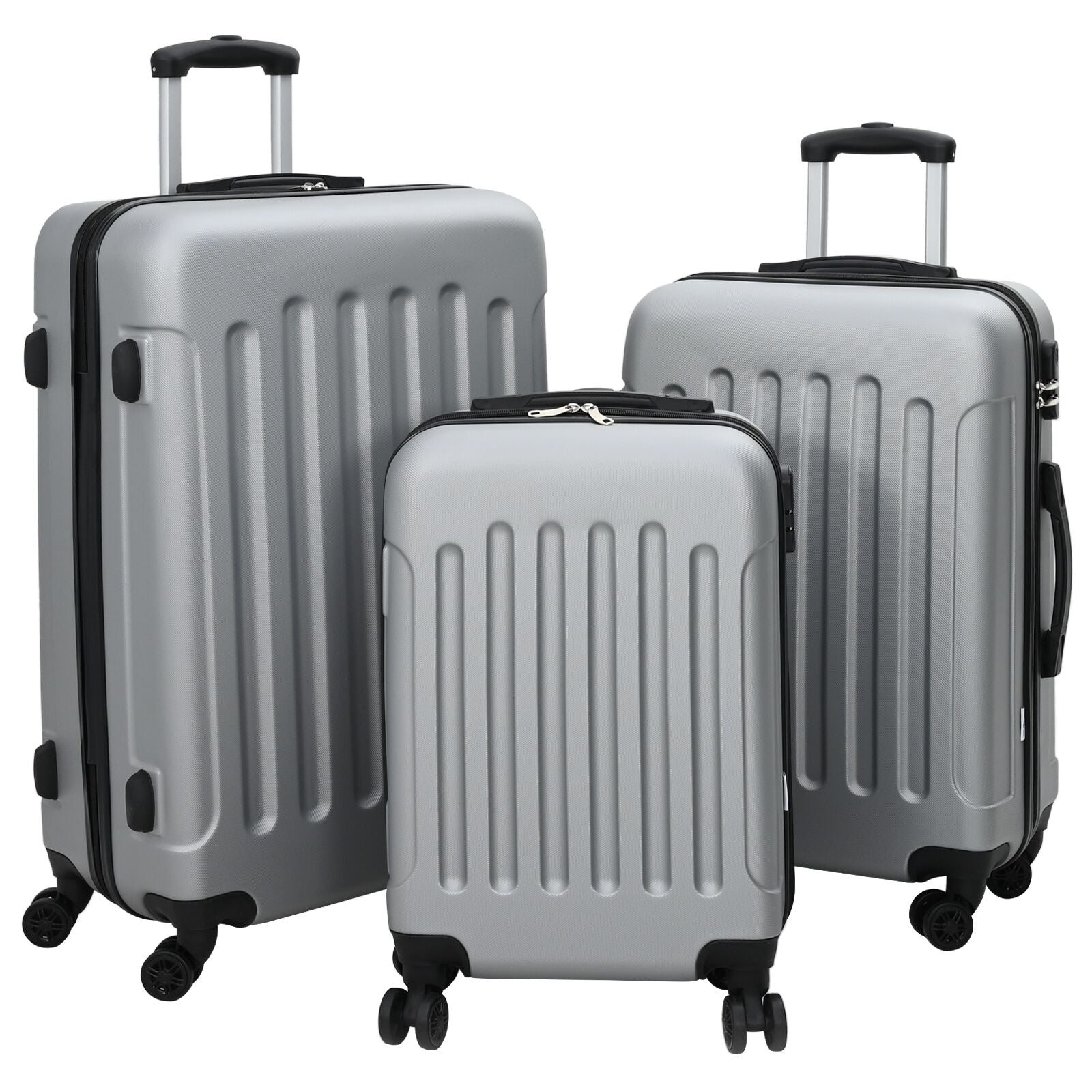 Koffertsett med lås 3 pcs sølv 50 x 31 x 78 cm ABS-plast, stål