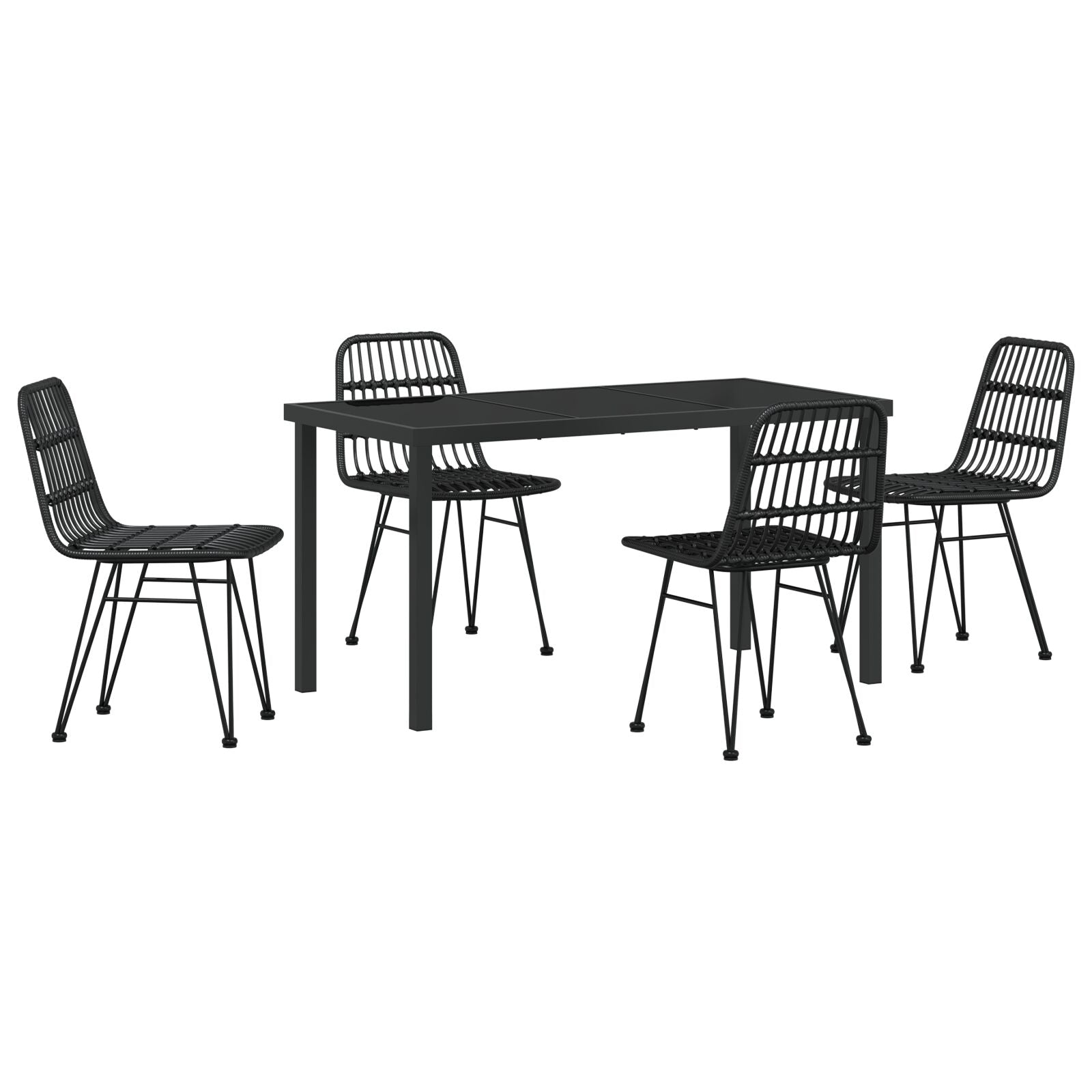 Hage Spisegruppe 5 pcs Svart Poly rattan