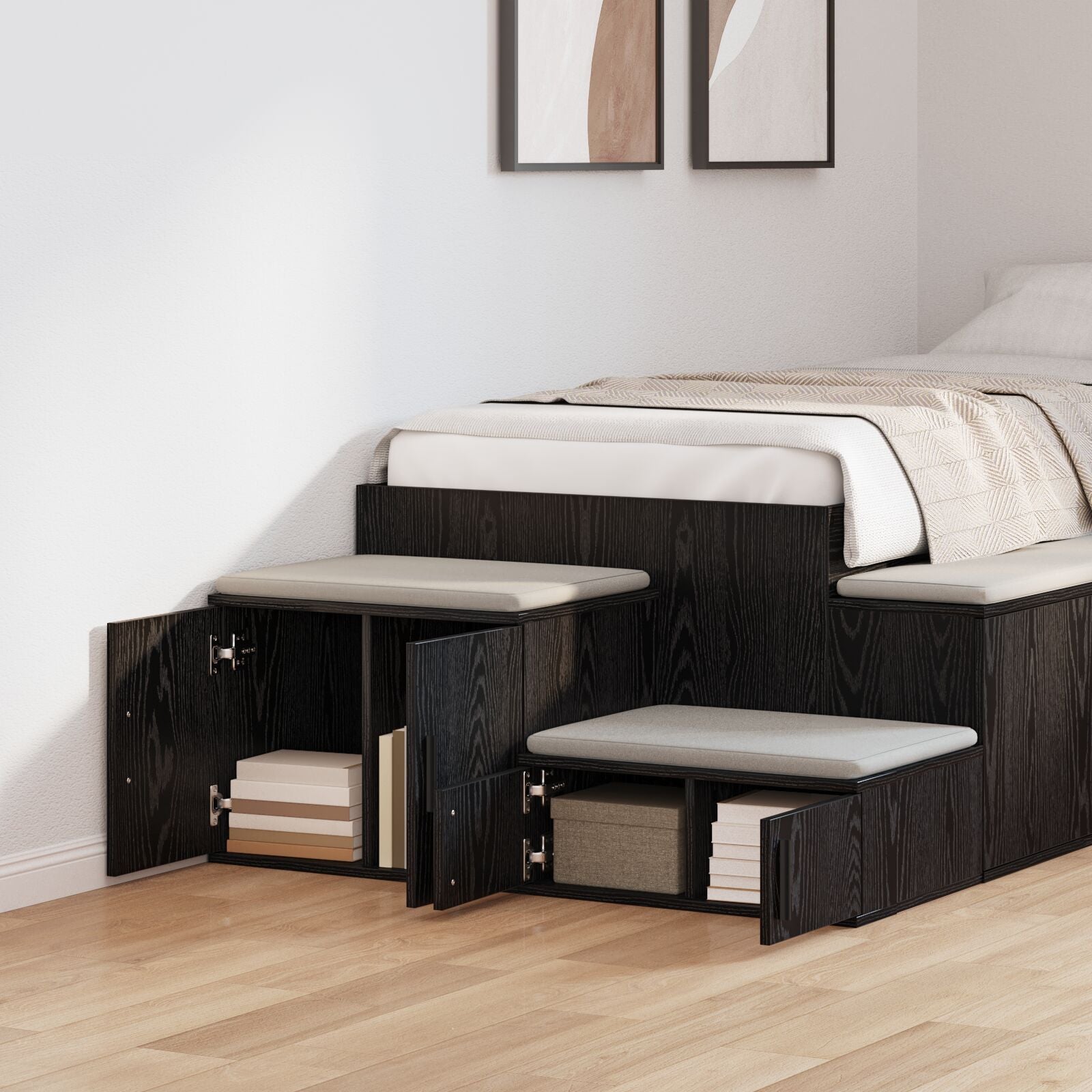 Garderobeskap Svart 118x41x40 cm Laget av tre