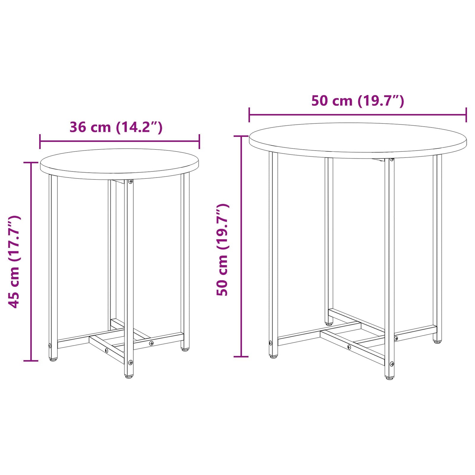 Sidebord 2 pk Gammelt tre, konstruert tre og metall
