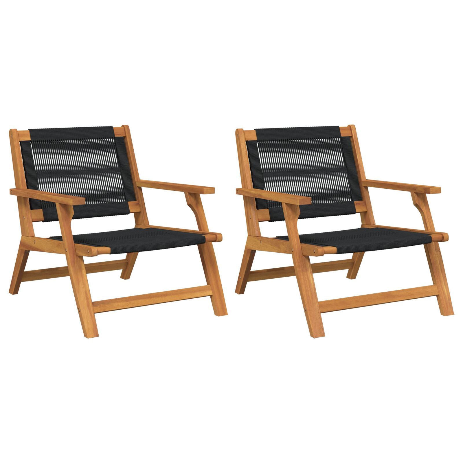 Hagemøbler 2 pcs Svart 78 x 67 x 73cm Massivt akasietre