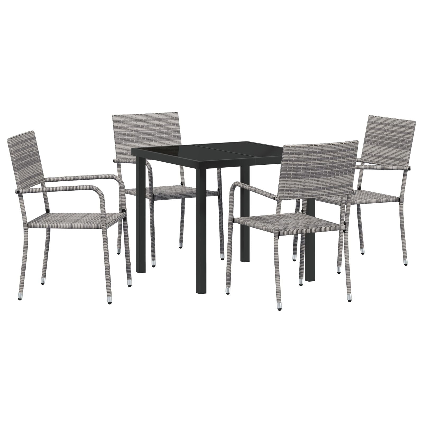 Hage Spisegruppe 5 pcs Grå Poly rattan