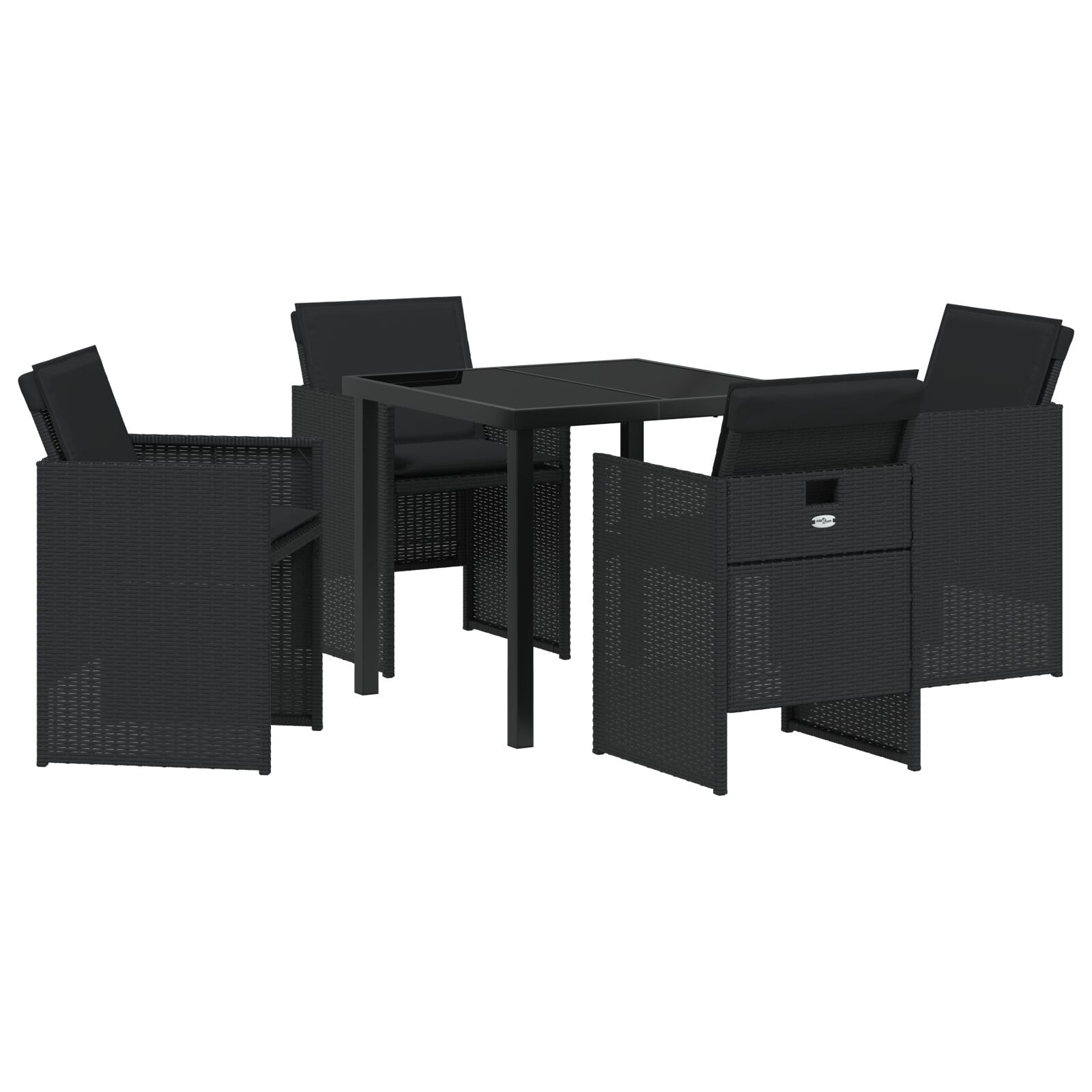 Hage Spisegruppe med pute 5 pcs Svart Poly rattan