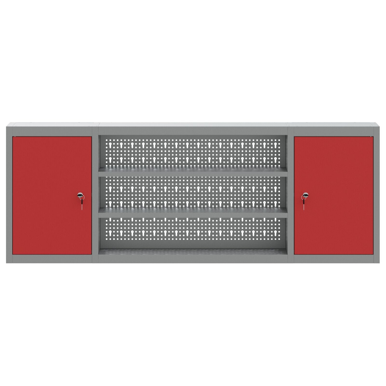 Verktøyskap Vegghengt med Pegboard Rød 150x20x55 cm Stål