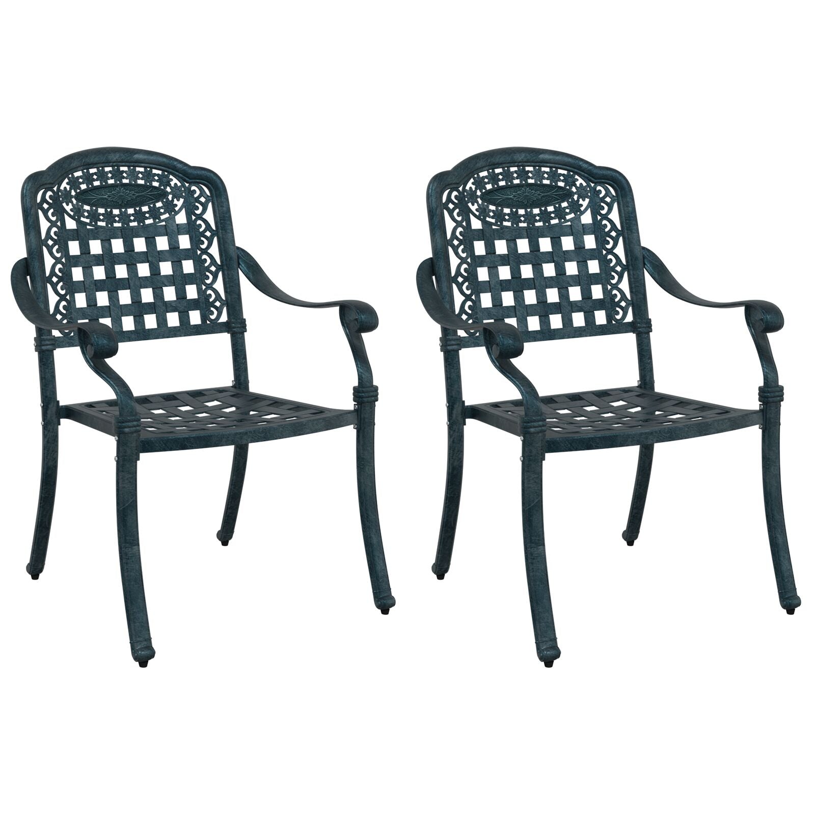 Hage Stol 2 pcs grønn 55 x 56.5 x 91cm Aluminium