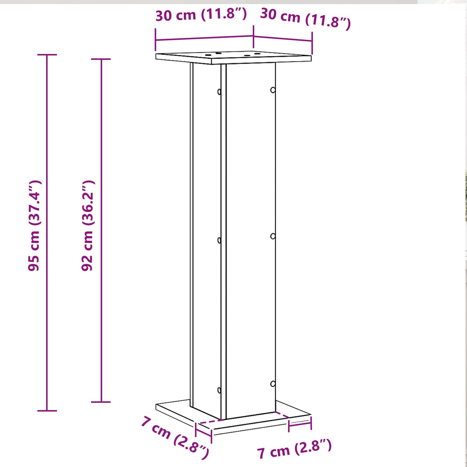 Planteholder 2 pcs Svart Eik 30 x 30 x 95 cm Konstruert tre