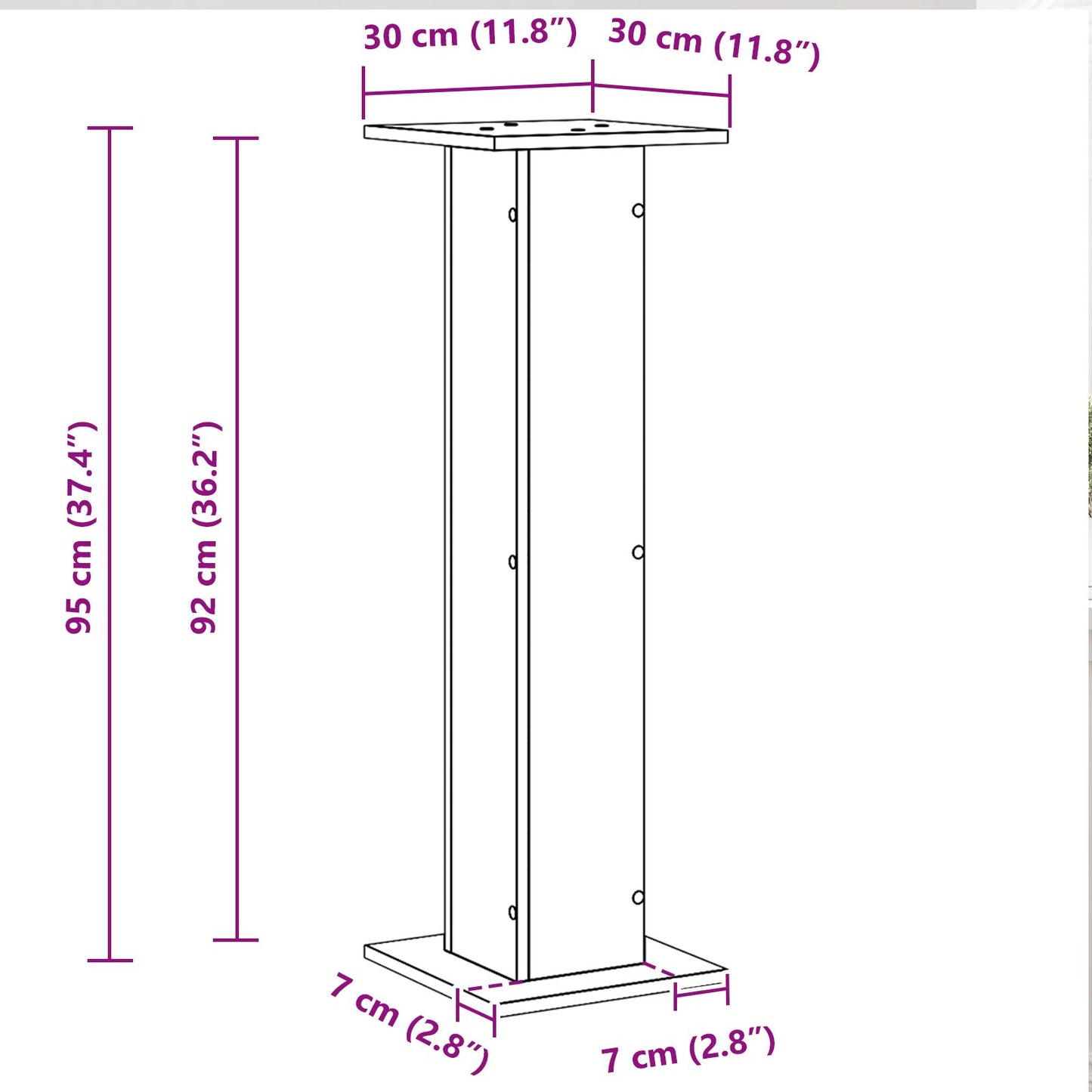 Planteholder 2 pcs Svart Eik 30 x 30 x 95 cm Konstruert tre