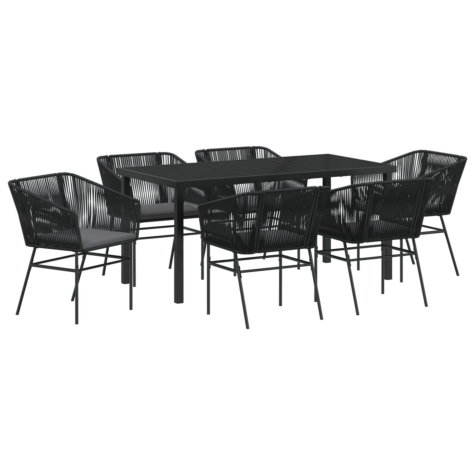 Hage Spisegruppe 7 pcs Svart Poly rattan