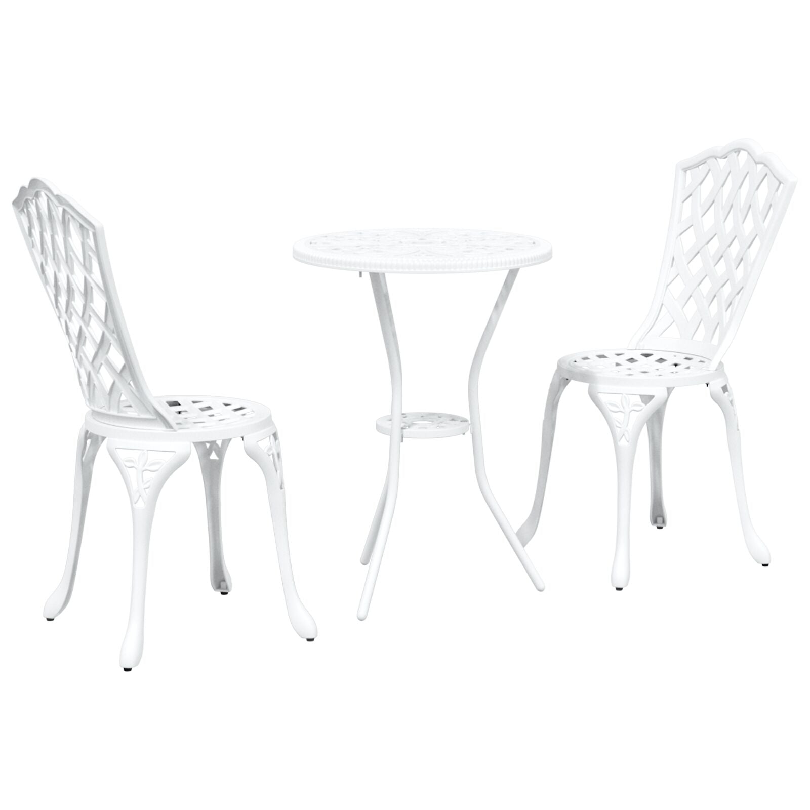 Hage Bistro Sett 3 pcs Hvit Aluminium