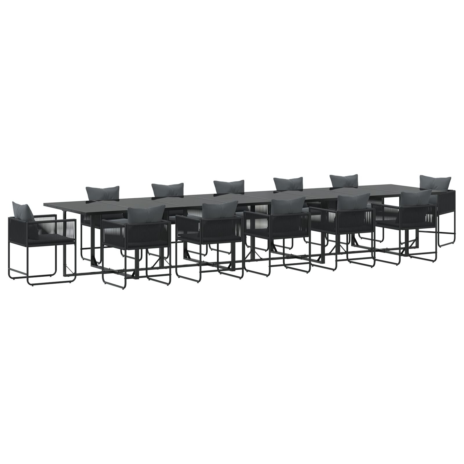 Hage Spisegruppe 13 pcs Svart Stål