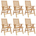 Stol 6 pcs Brun 64,5 x 52 x 108 cm Massivt Teaktre