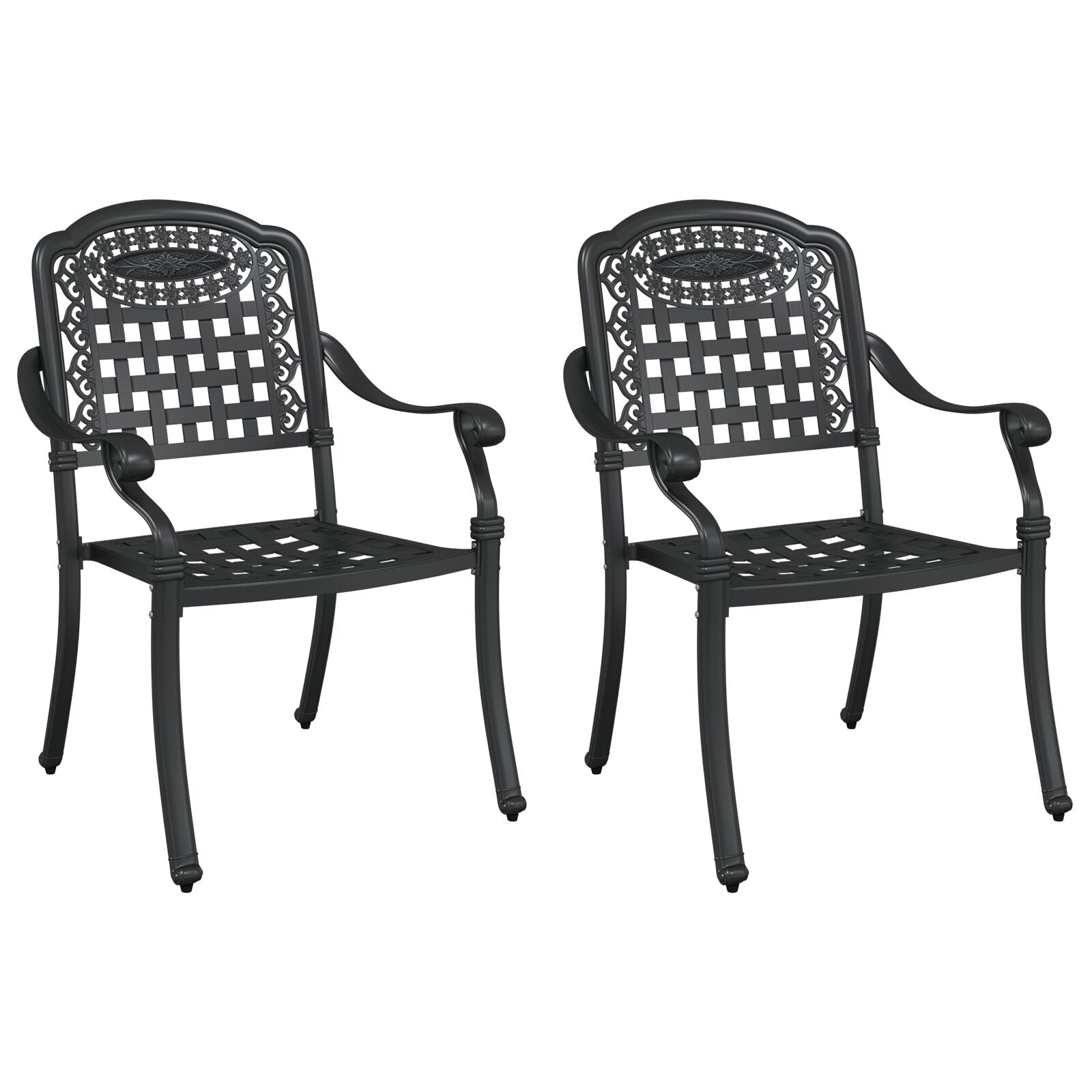 Hage Stol 2 pcs Svart 55 x 56.5 x 91cm Aluminium