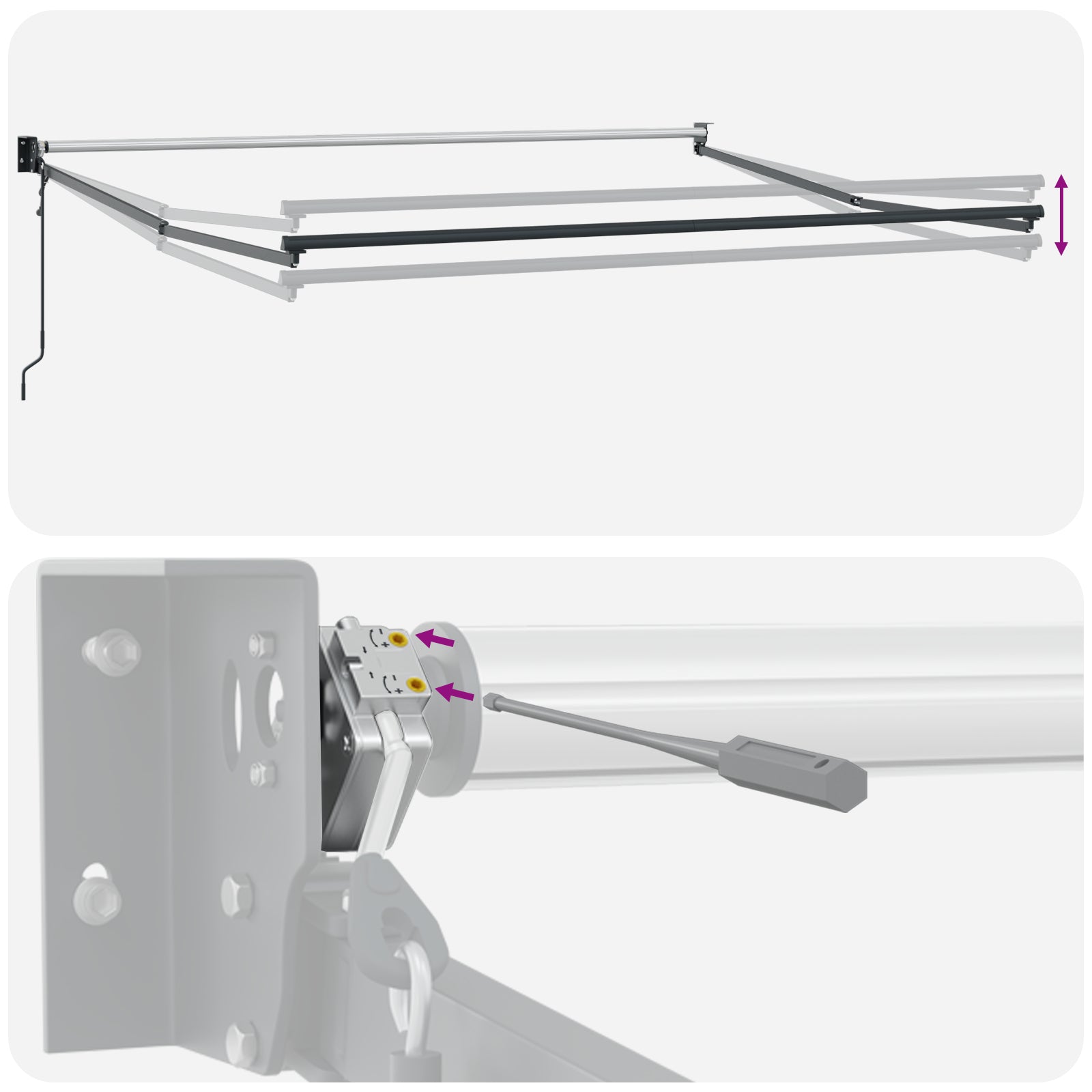 Innvendbar Markise Gul og grå og hvit 350 x 250 cm stoff