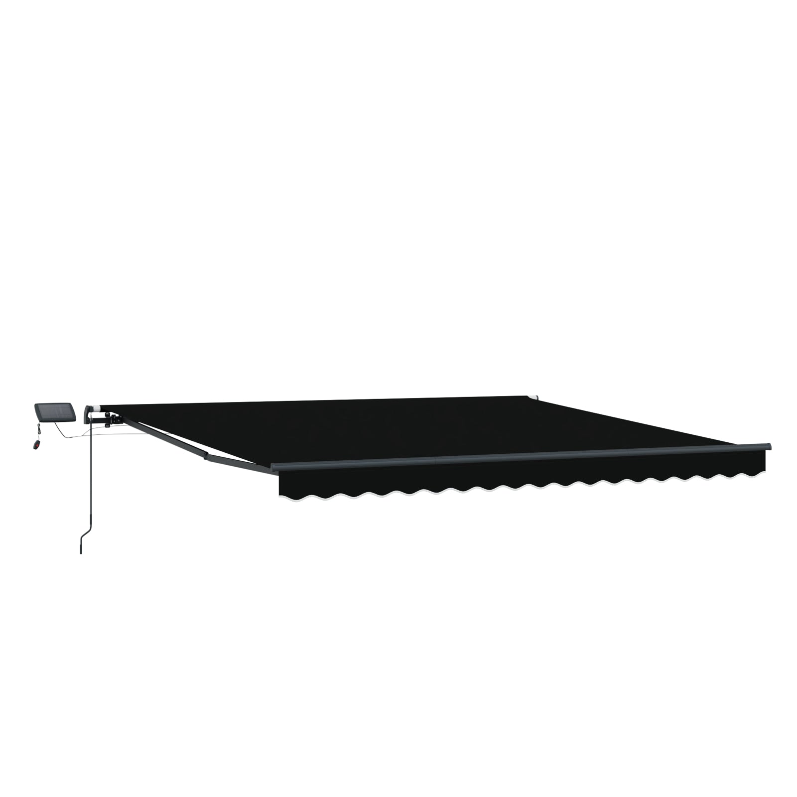 Innvendbar Markise med LED -stripelys Svart 450 ×300 cm stoff