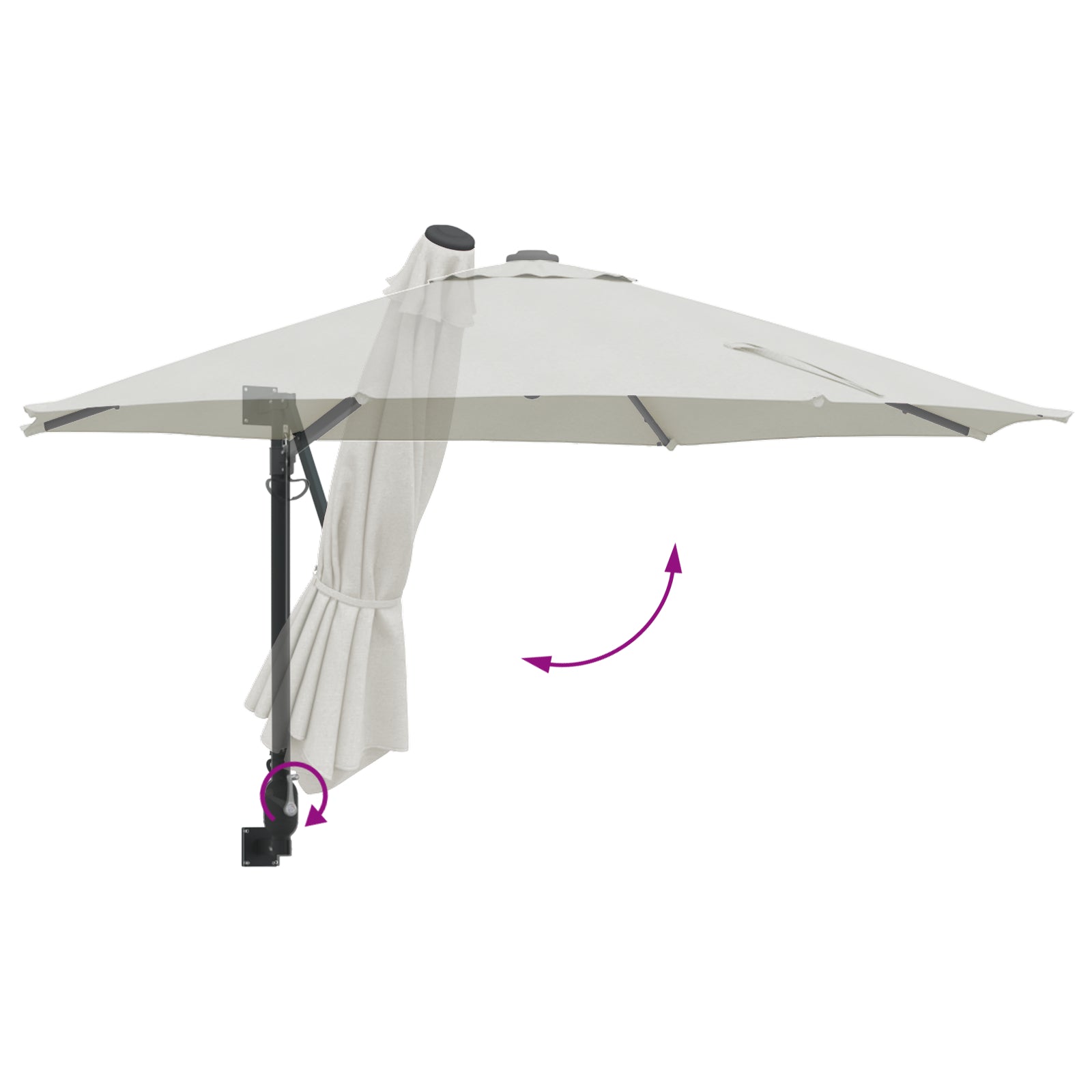 Hageparasol Beige, svart 248 x 248 x 148 cm Polyester, stål