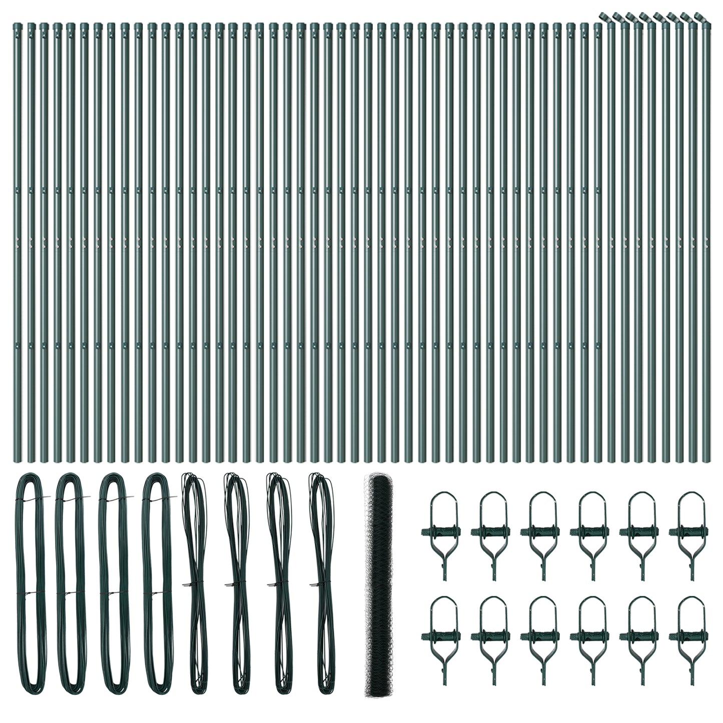 Sekskantet gjerde grunstift 100 x 1,5 m PVC-belagt stål Grønn