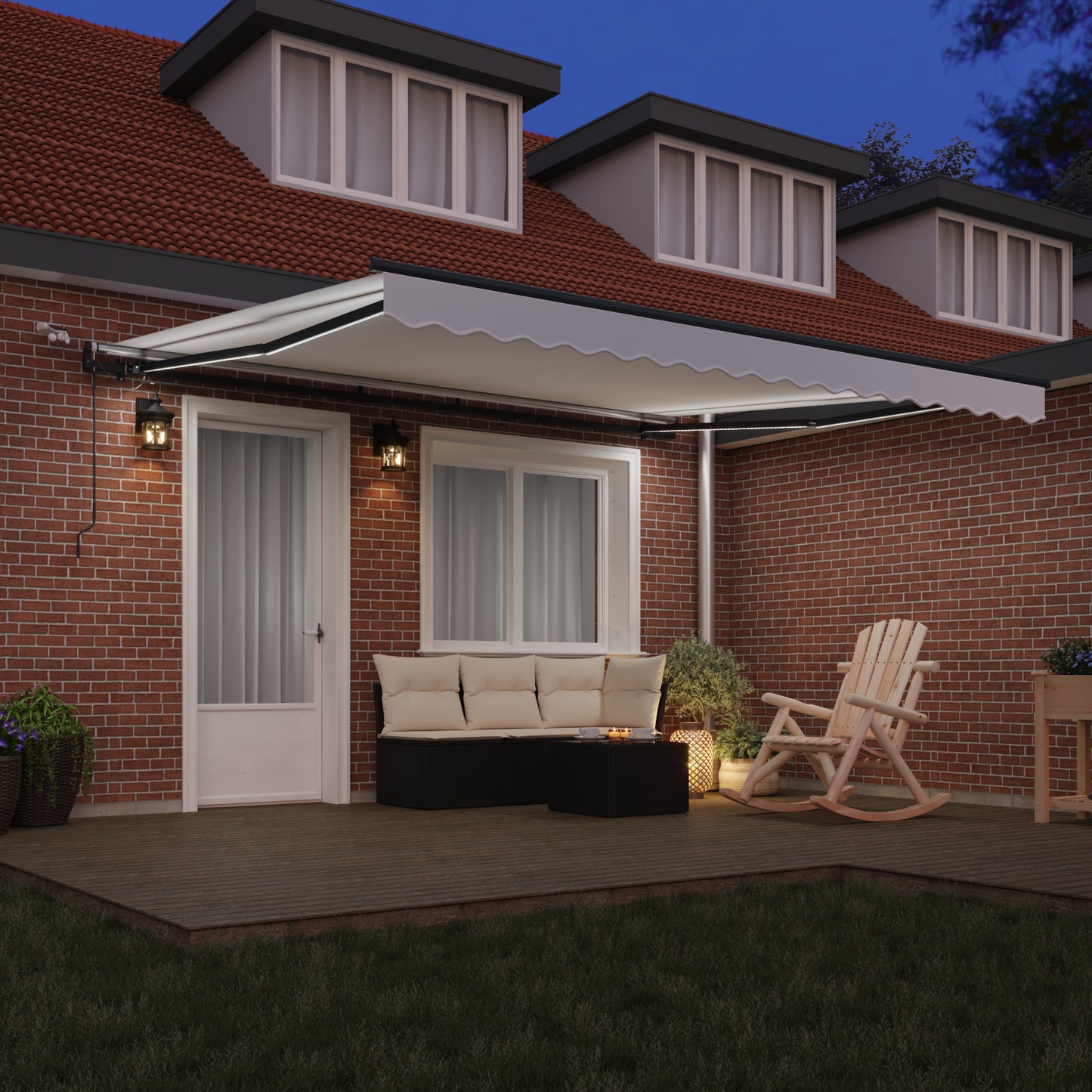 Uttrekkbar markise Hvit 400 × 300 cm Polyester