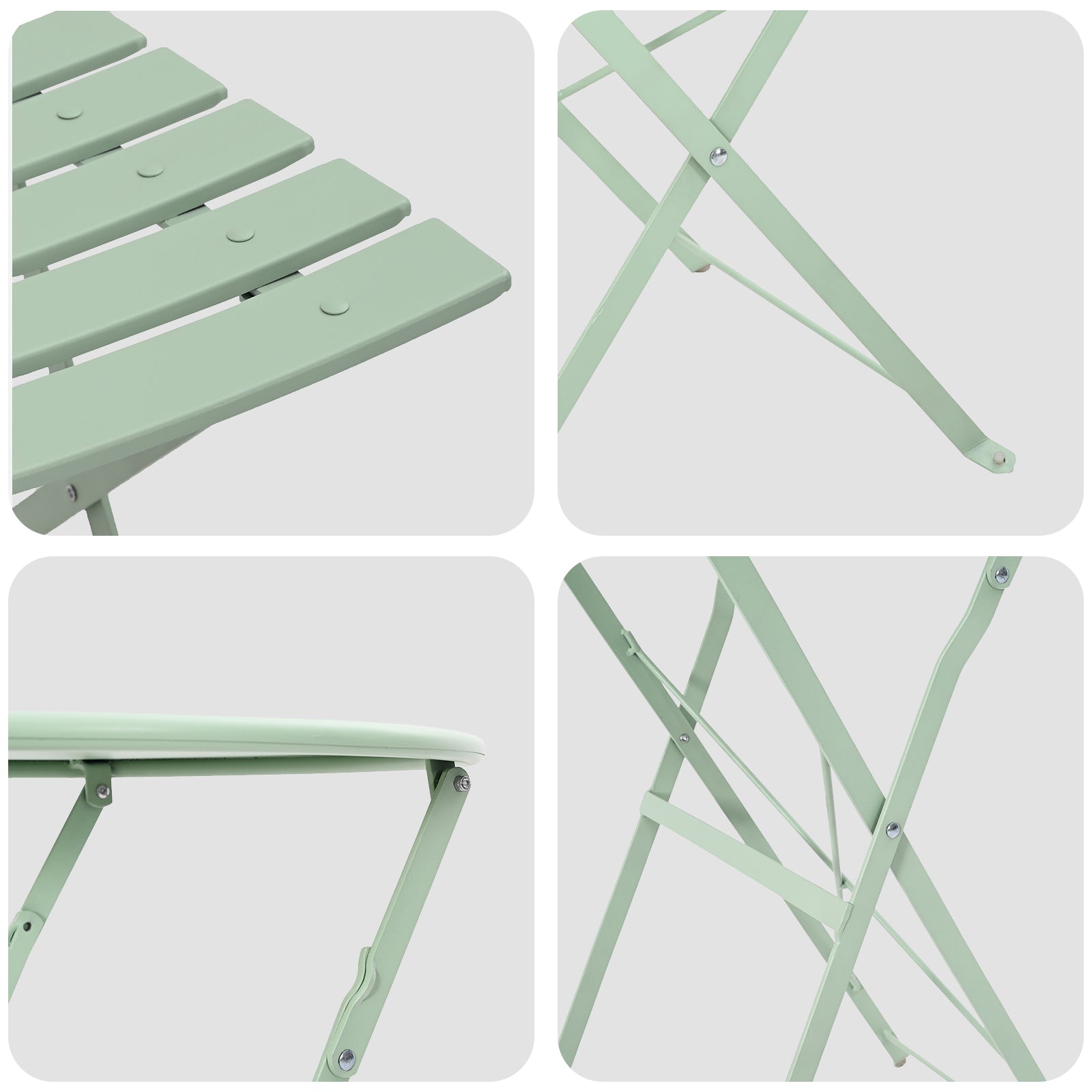 Sammenleggbart Bistrosett 3 pcs Lys Mynte Stål
