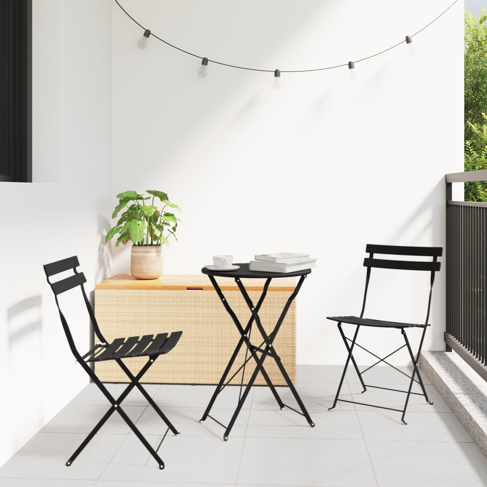 Sammenleggbart Bistrosett 3 pcs Antrasitt Stål