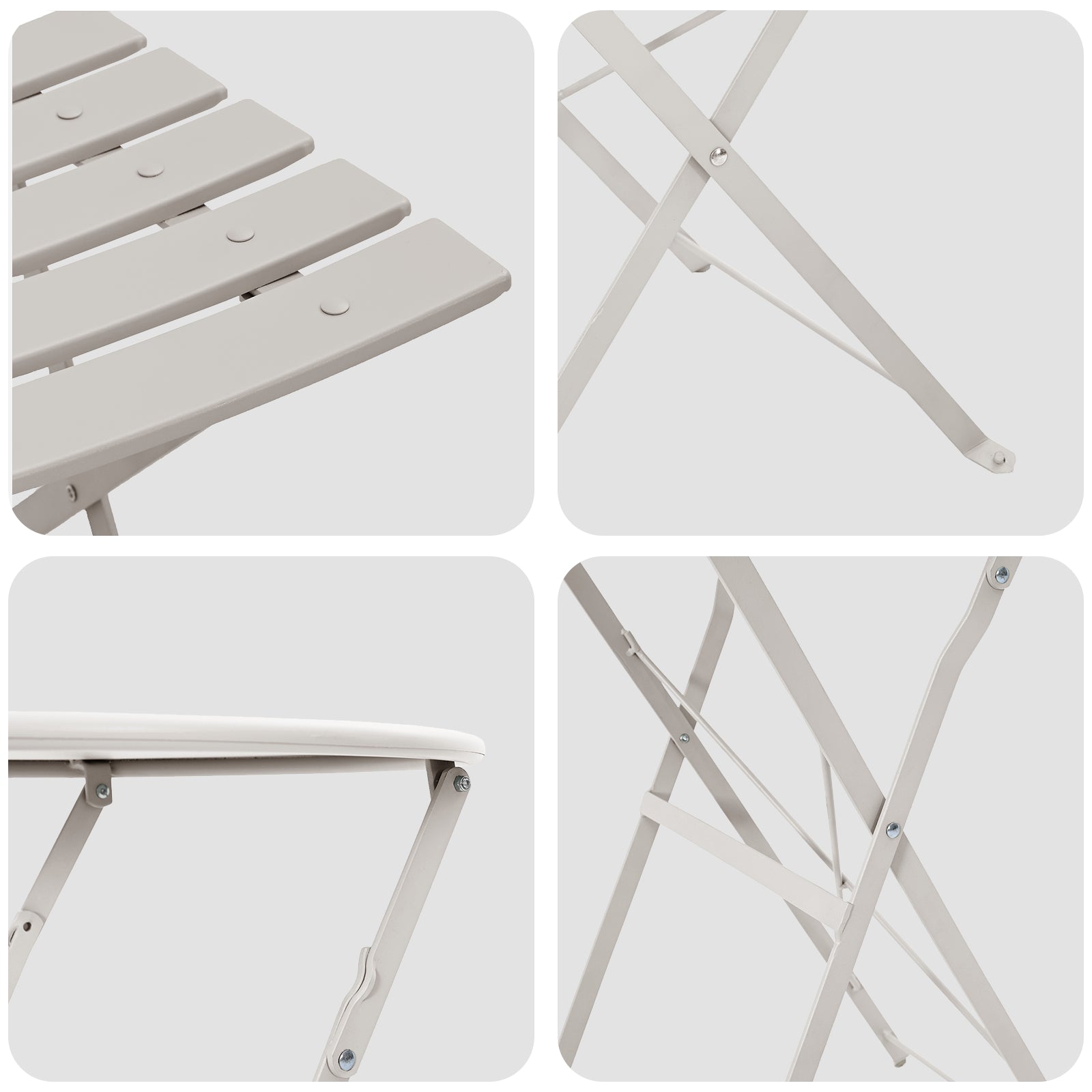 Sammenleggbart Bistrosett 3 pcs Beige Stål