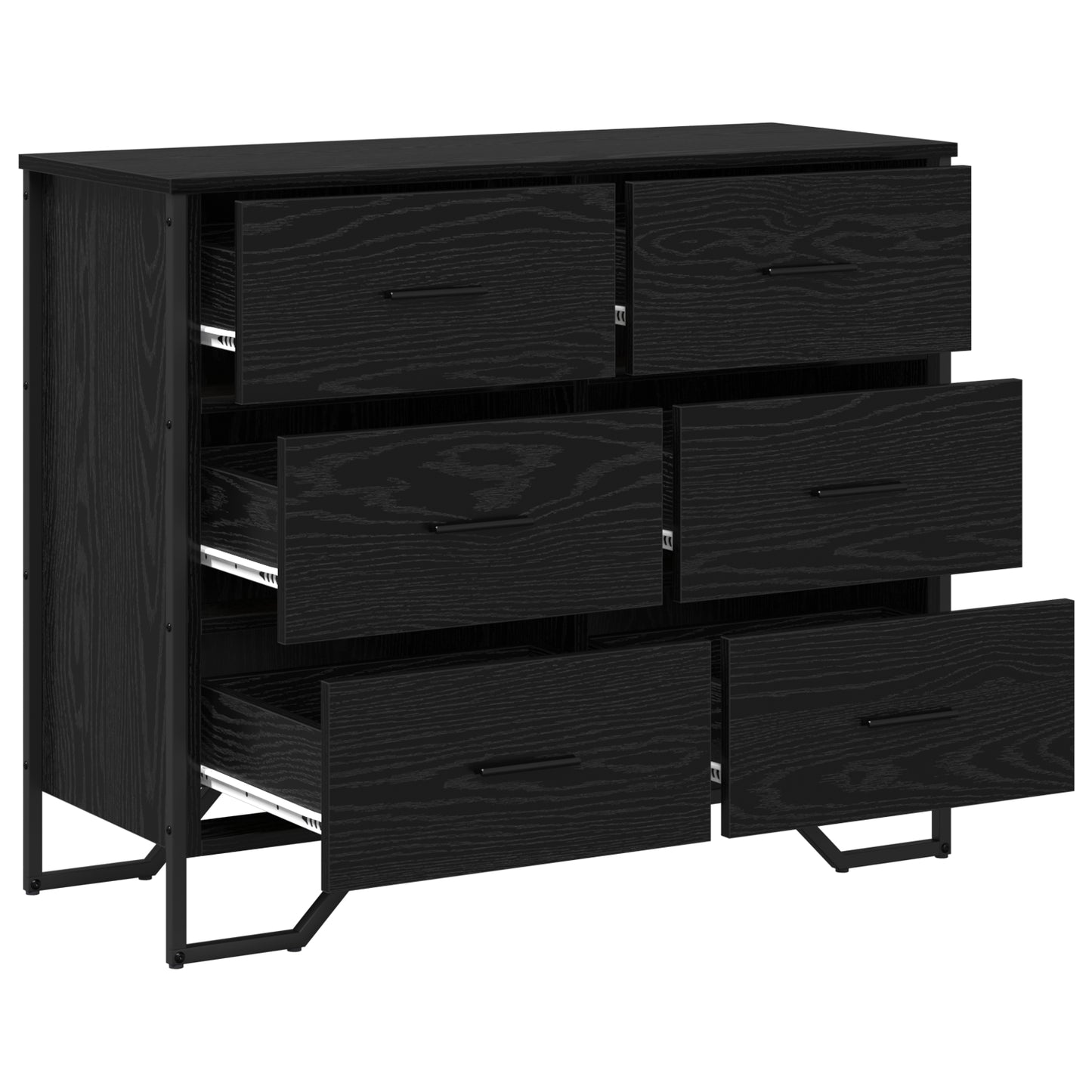 Kommode 6-Skuff Svart Eik 91 x 35,5 x 74,5 cm