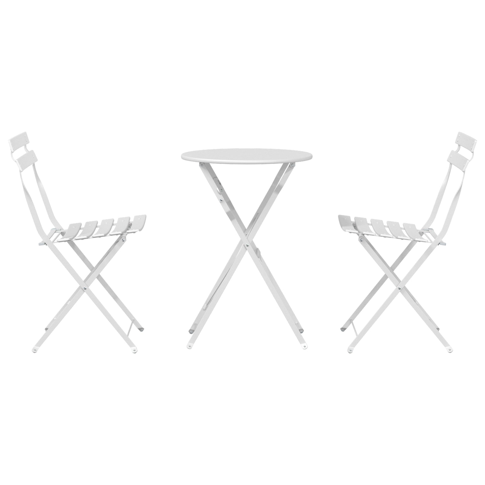 Sammenleggbart Bistrosett 3 pcs Hvit Stål