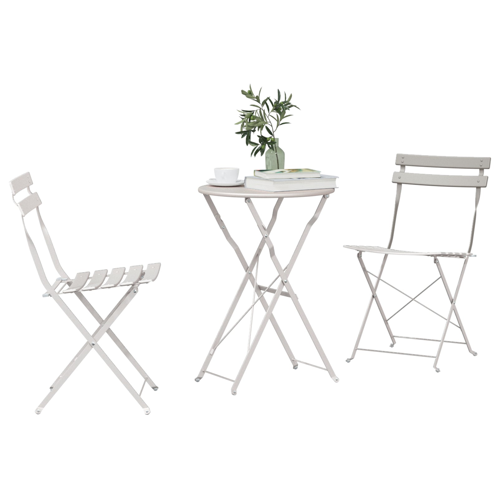 Sammenleggbart Bistrosett 3 pcs Beige Stål