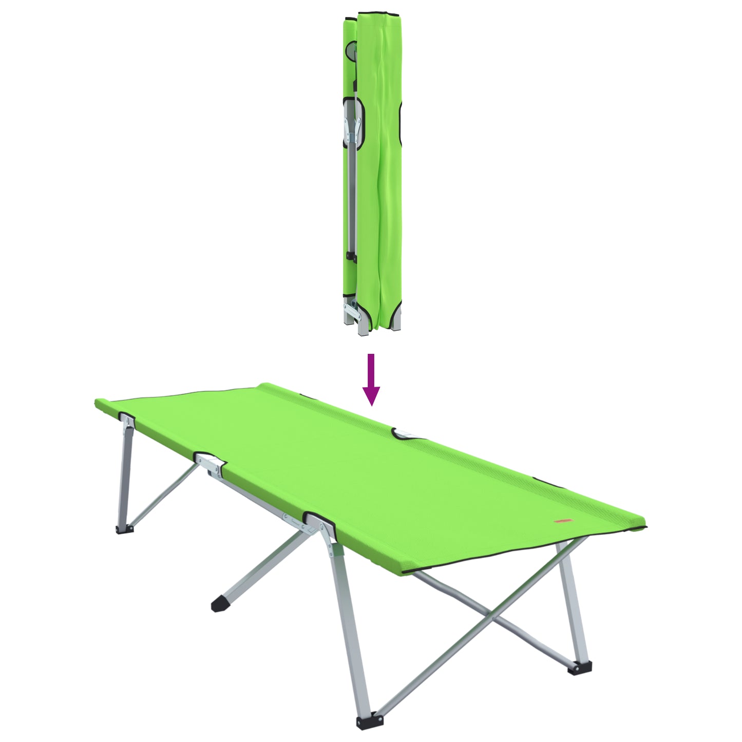 Sammenleggbar camping seng 2 pcs grønn 194 x 62,5 x 42,5 cm