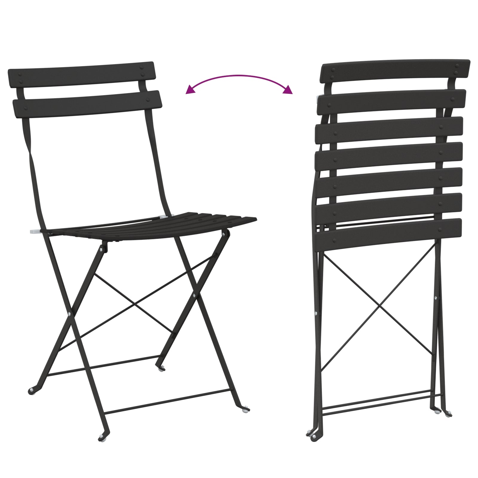 Sammenleggbart Bistrosett 3 pcs Antrasitt Stål