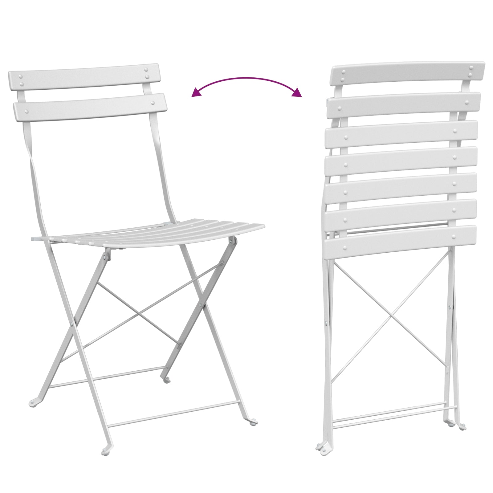 Sammenleggbart Bistrosett 3 pcs Hvit Stål