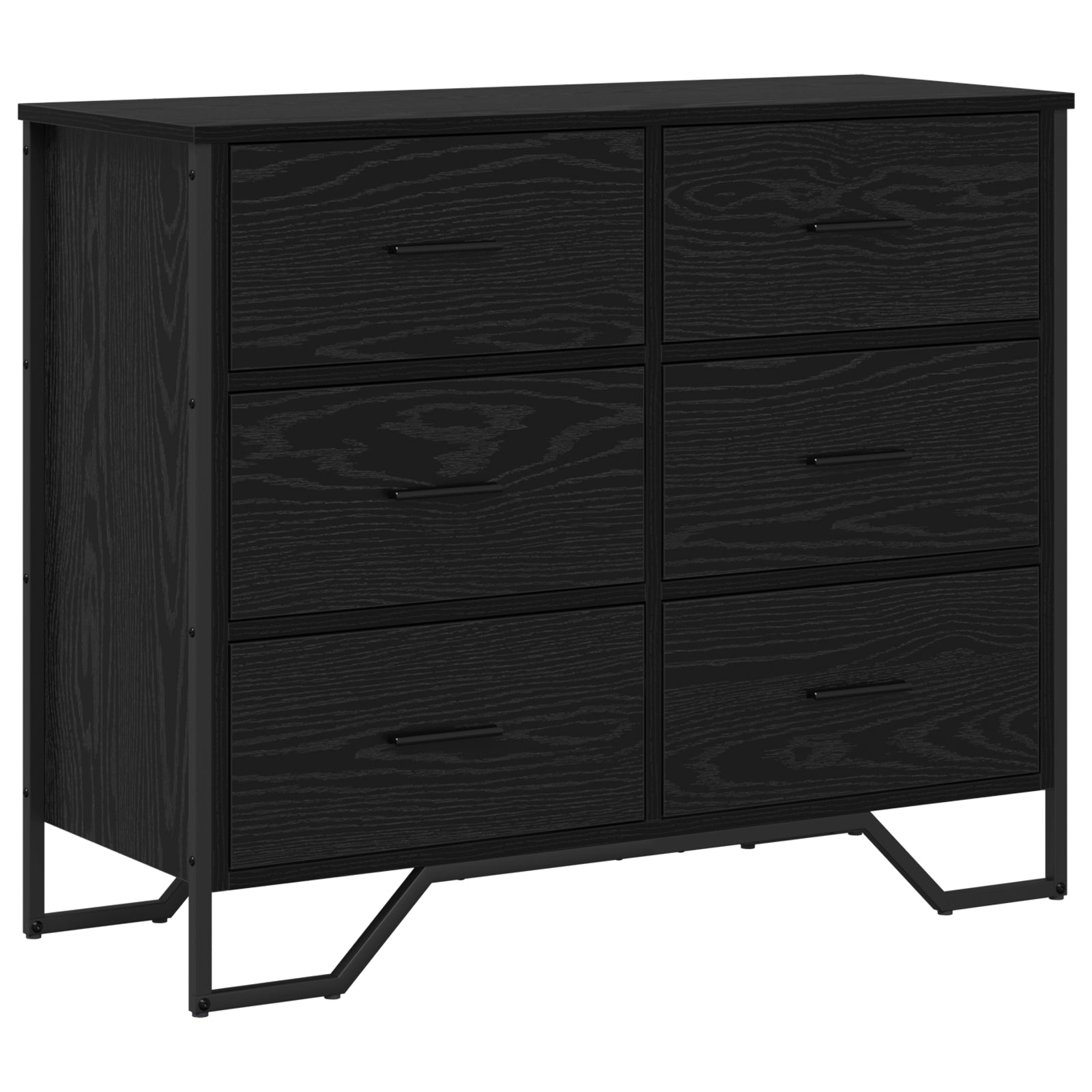Kommode med skuff Svart eik 91 x 35.5 x 74.5 cm Konstruert tre