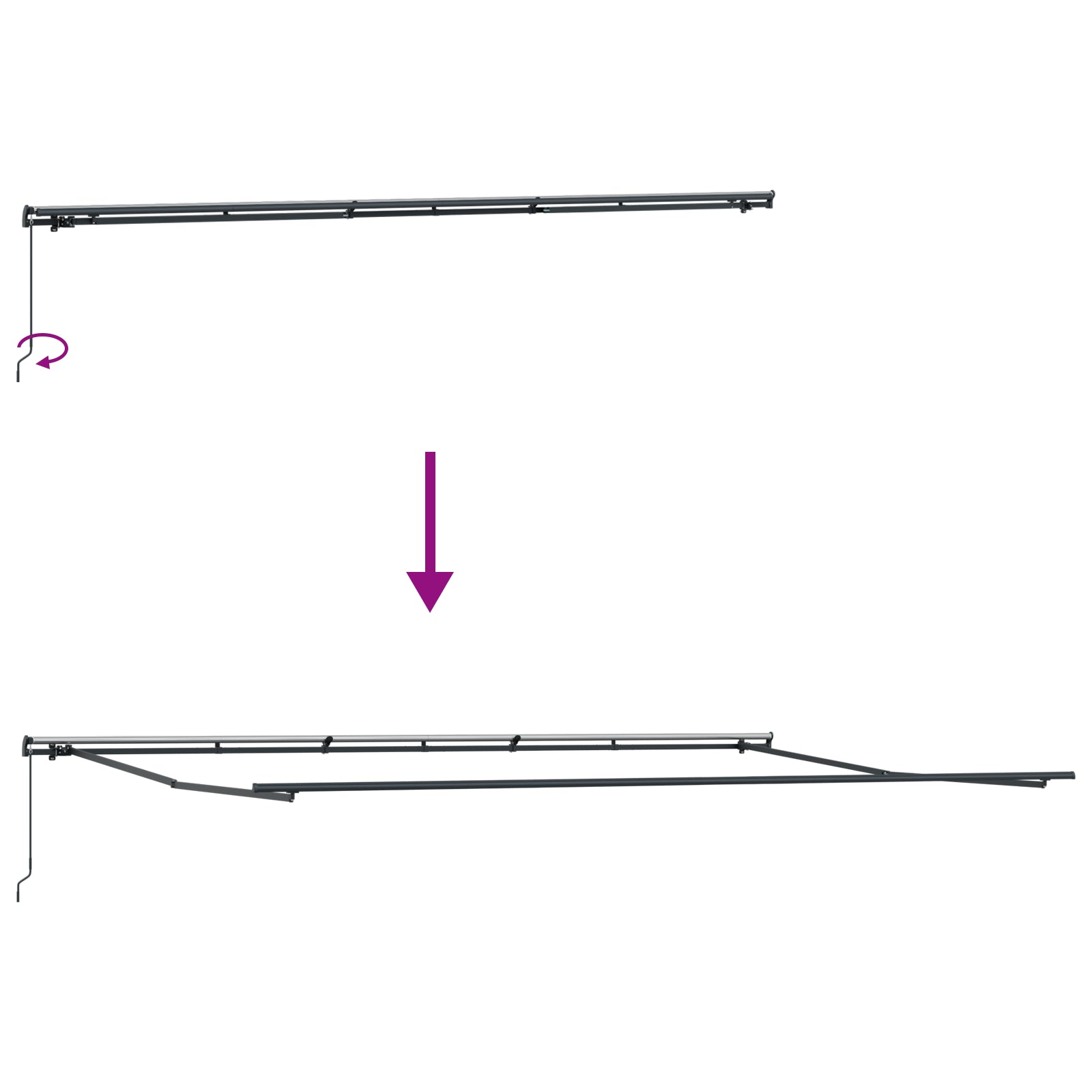 Innvendbar Markise Rød og hvit 600 × 300 cm stoff