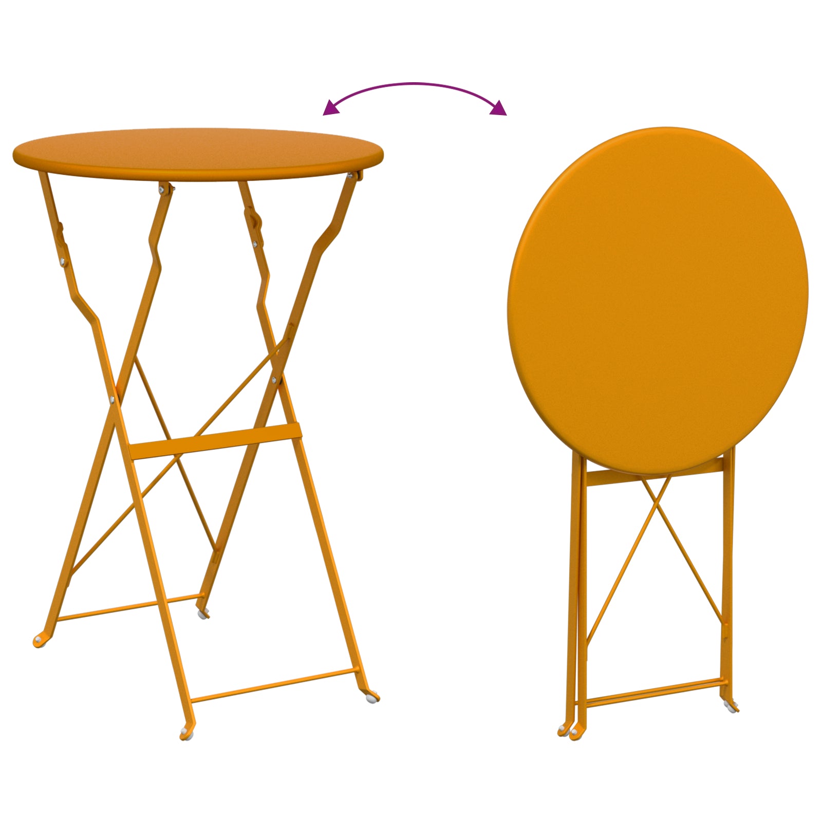 Sammenleggbart Bistrosett 3 pcs Sennepsgul Stål