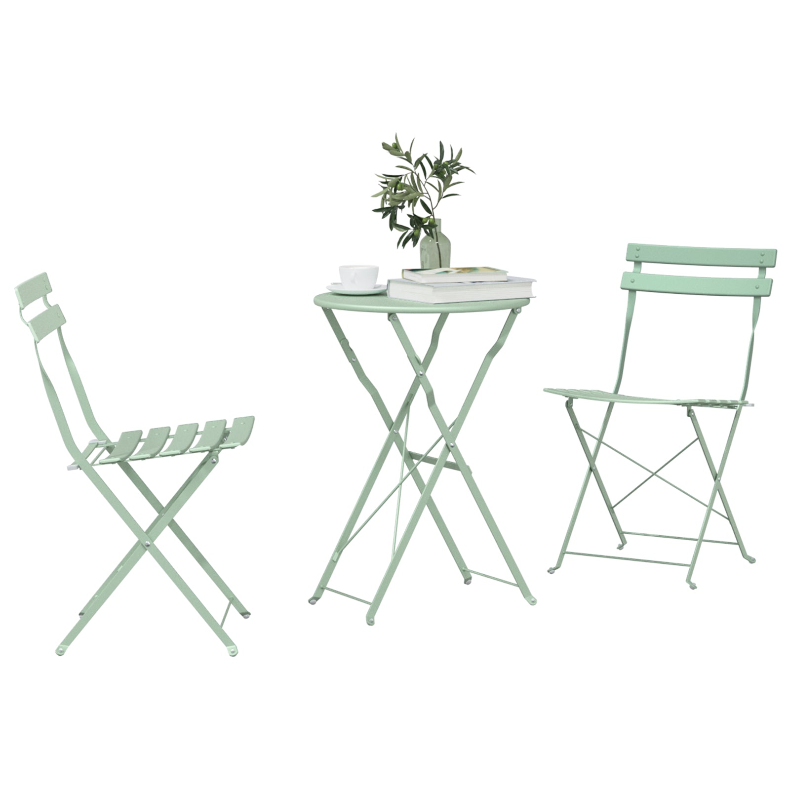 Sammenleggbart Bistrosett 3 pcs Lys Mynte Stål