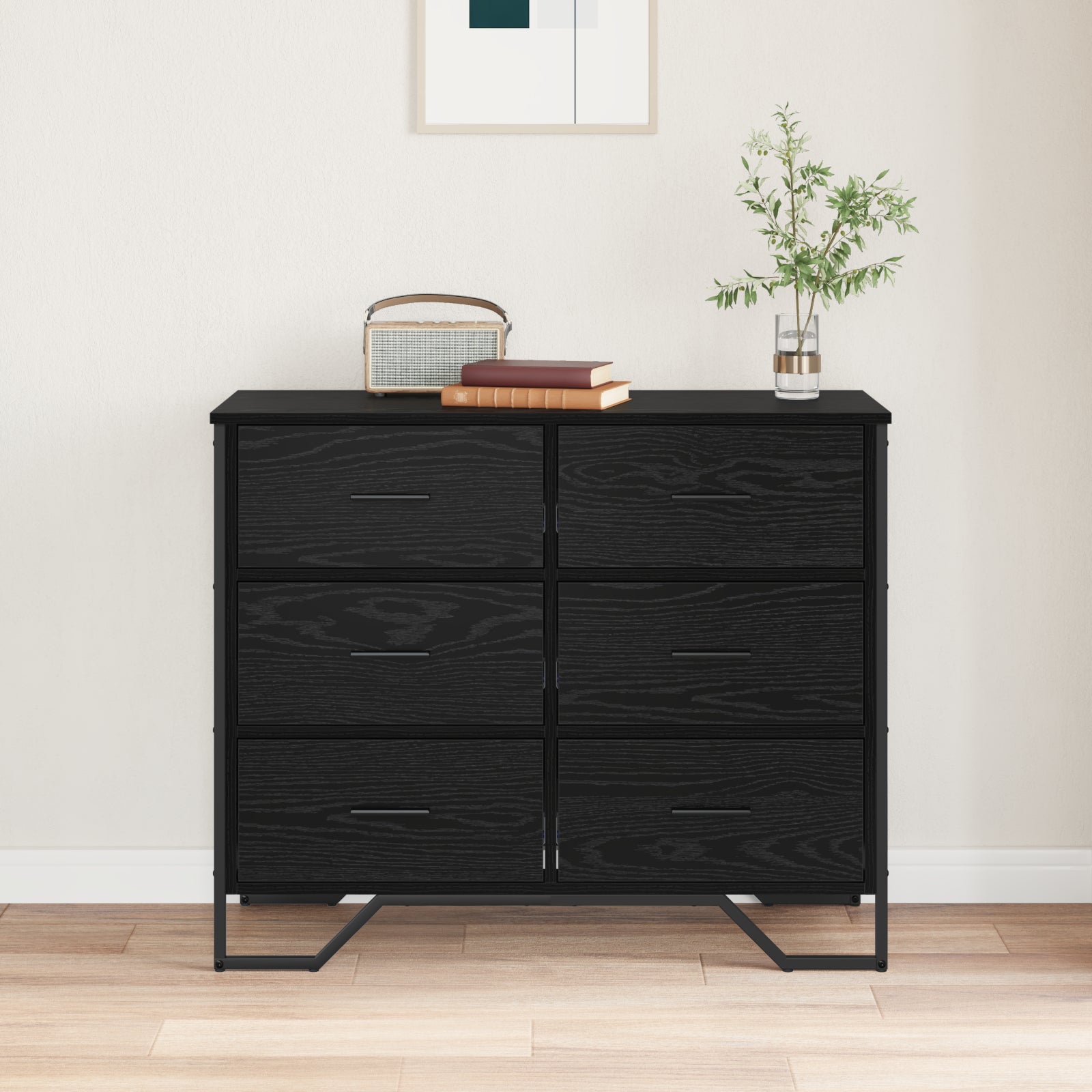 Kommode med skuff Svart eik 91 x 35.5 x 74.5 cm Konstruert tre