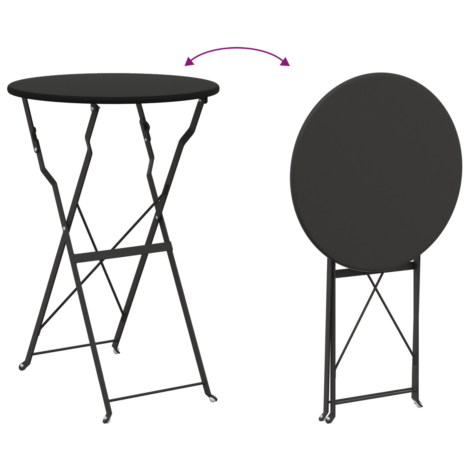 Sammenleggbart Bistrosett 3 pcs Antrasitt Stål
