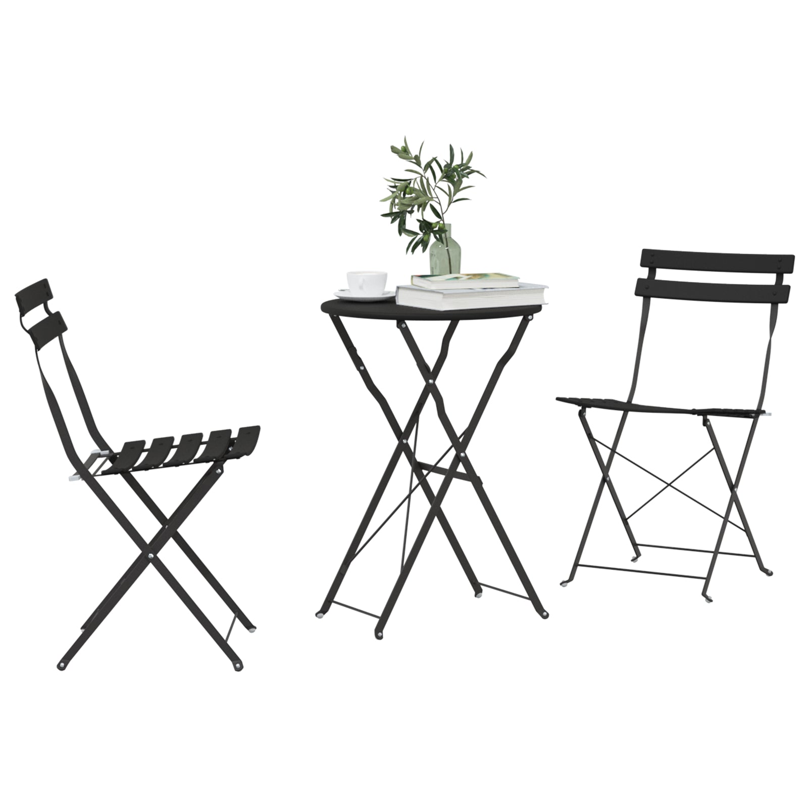 Sammenleggbart Bistrosett 3 pcs Antrasitt Stål