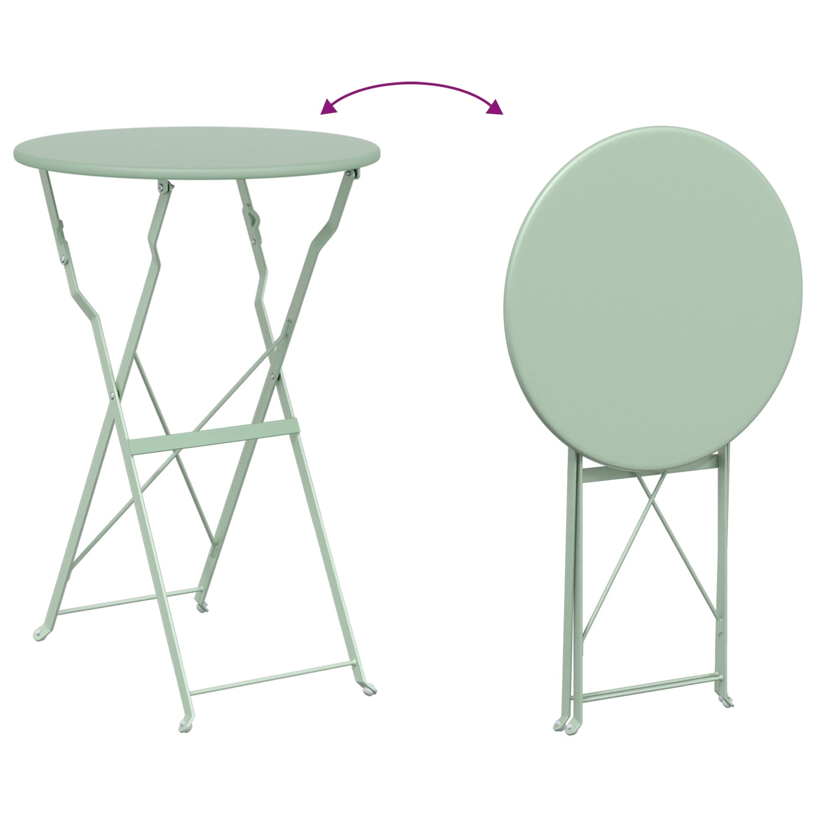 Sammenleggbart Bistrosett 3 pcs Lys Mynte Stål