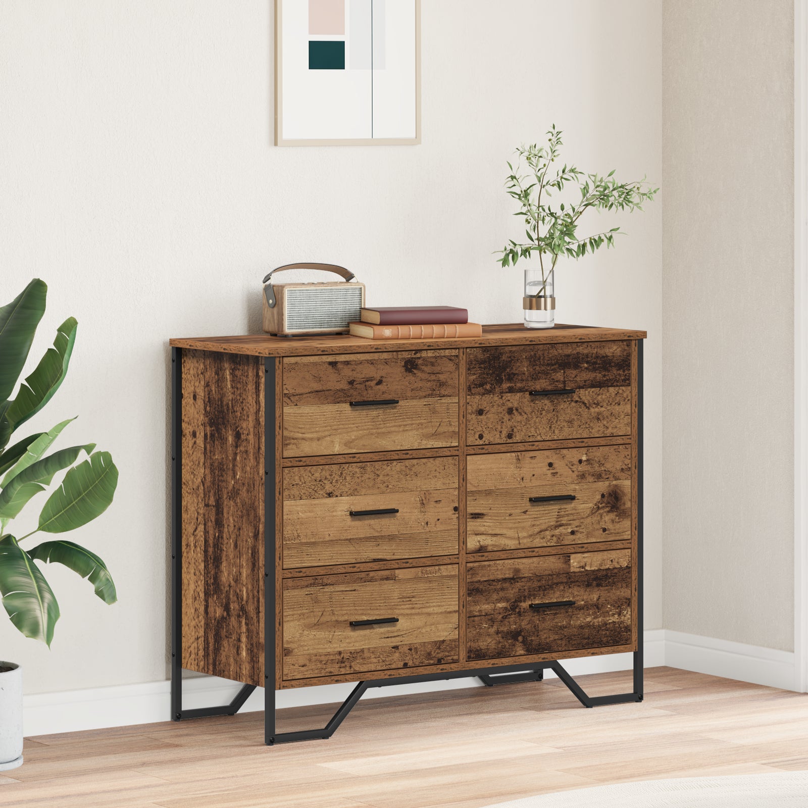 Kommode med skuff Gamle tre 91 x 35.5 x 74.5 cm Konstruert tre