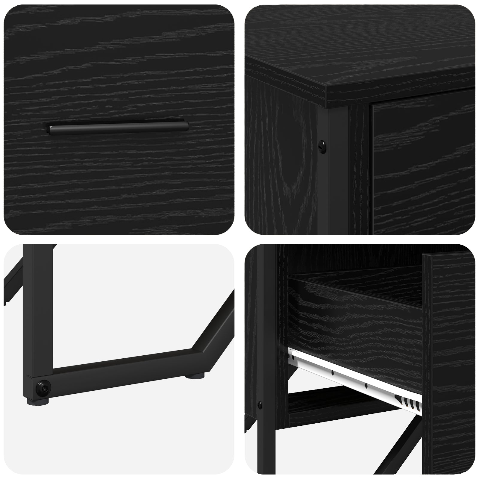 Kommode med skuff Svart eik 91 x 35.5 x 74.5 cm Konstruert tre