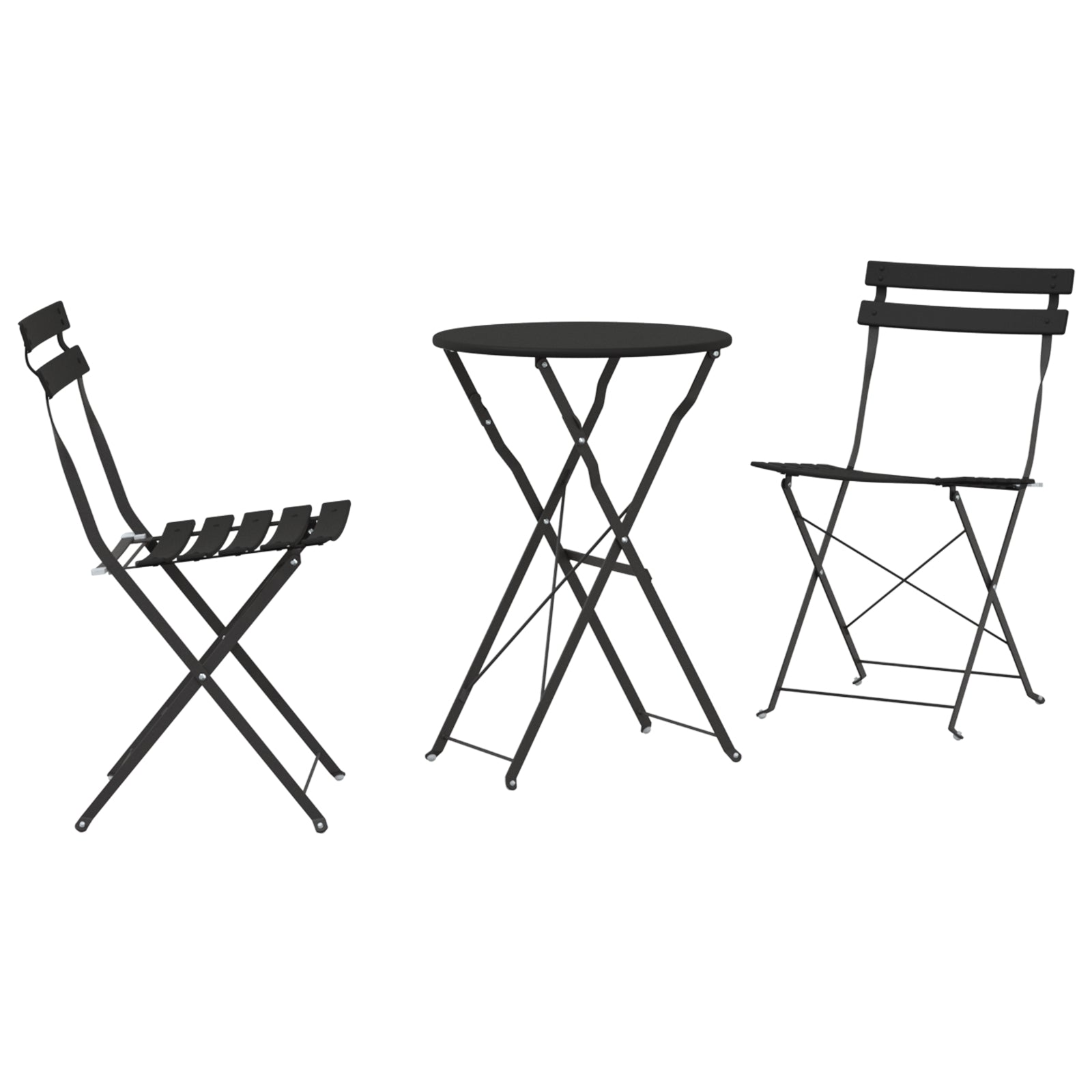Sammenleggbart Bistrosett 3 pcs Antrasitt Stål