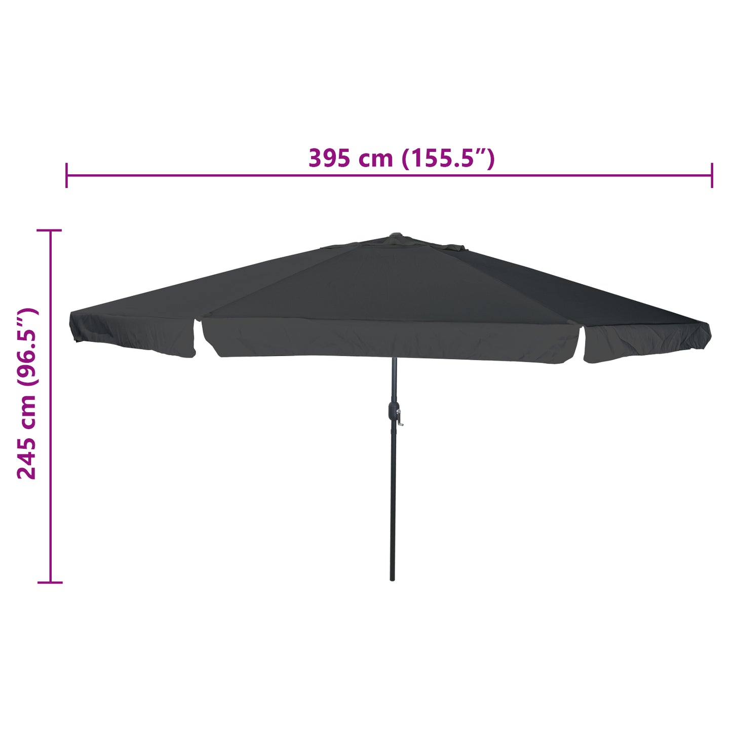 Hageparasol Antrasitt 394 x 394 x 248 cm Polyester og stål